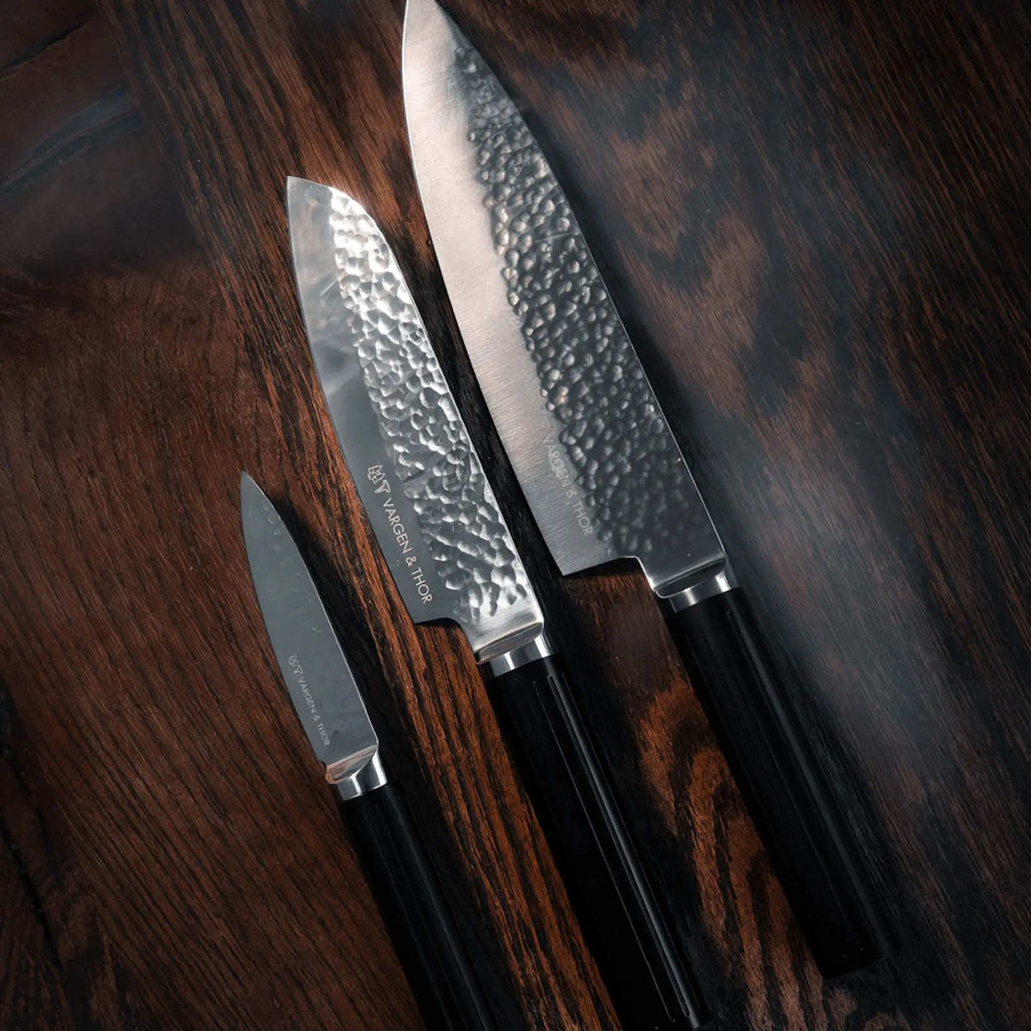 Vargen & Thor Glima knivset i stål 3 delar svart
