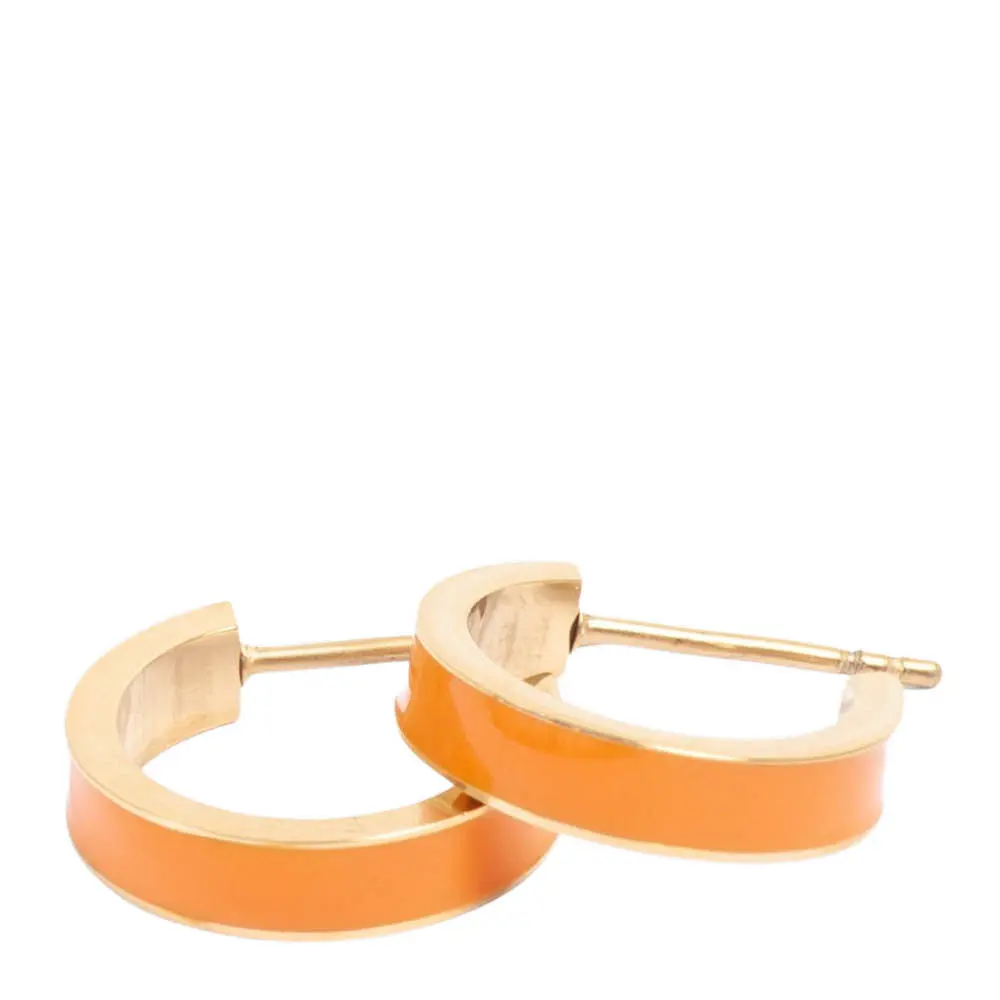 Steel - Enamel Coll øredobber 16 mm oransje/gull