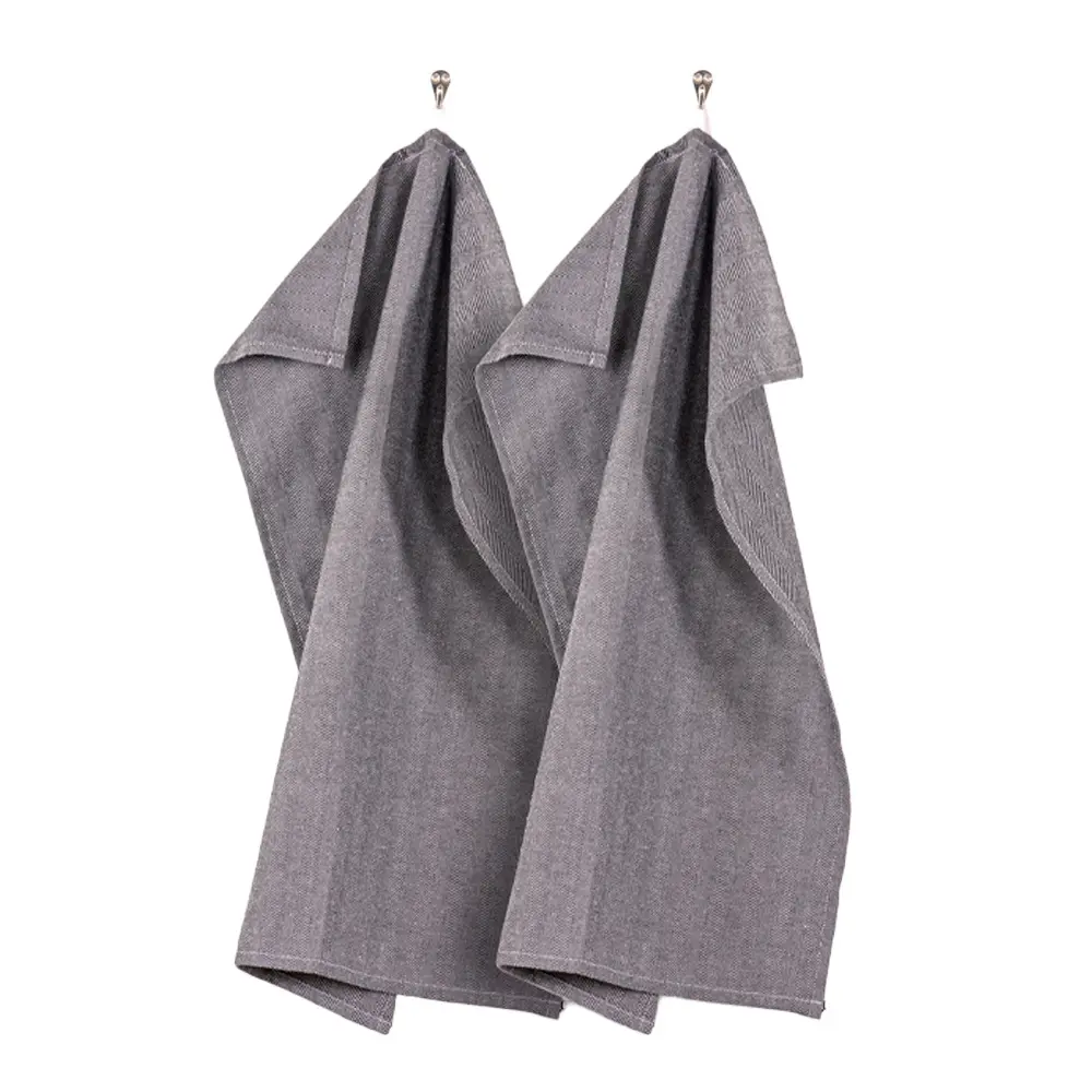 Home Keittiöpyyhe 50x70 cm 2 kpl Harmaa/Valkoinen