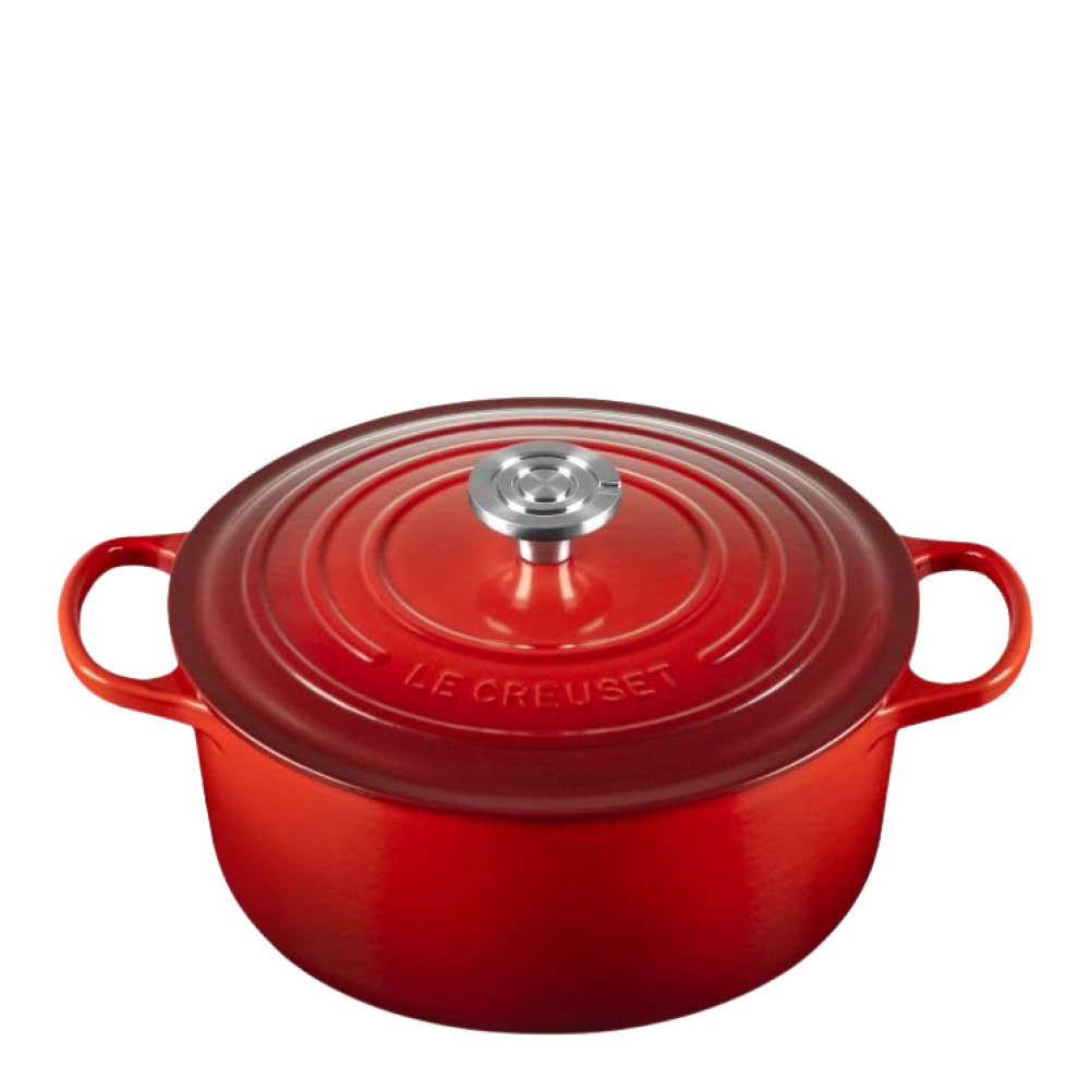 Le Creuset Signature gjutjärnsgryta rund 5,3L 26 cm cerise/crucible knob