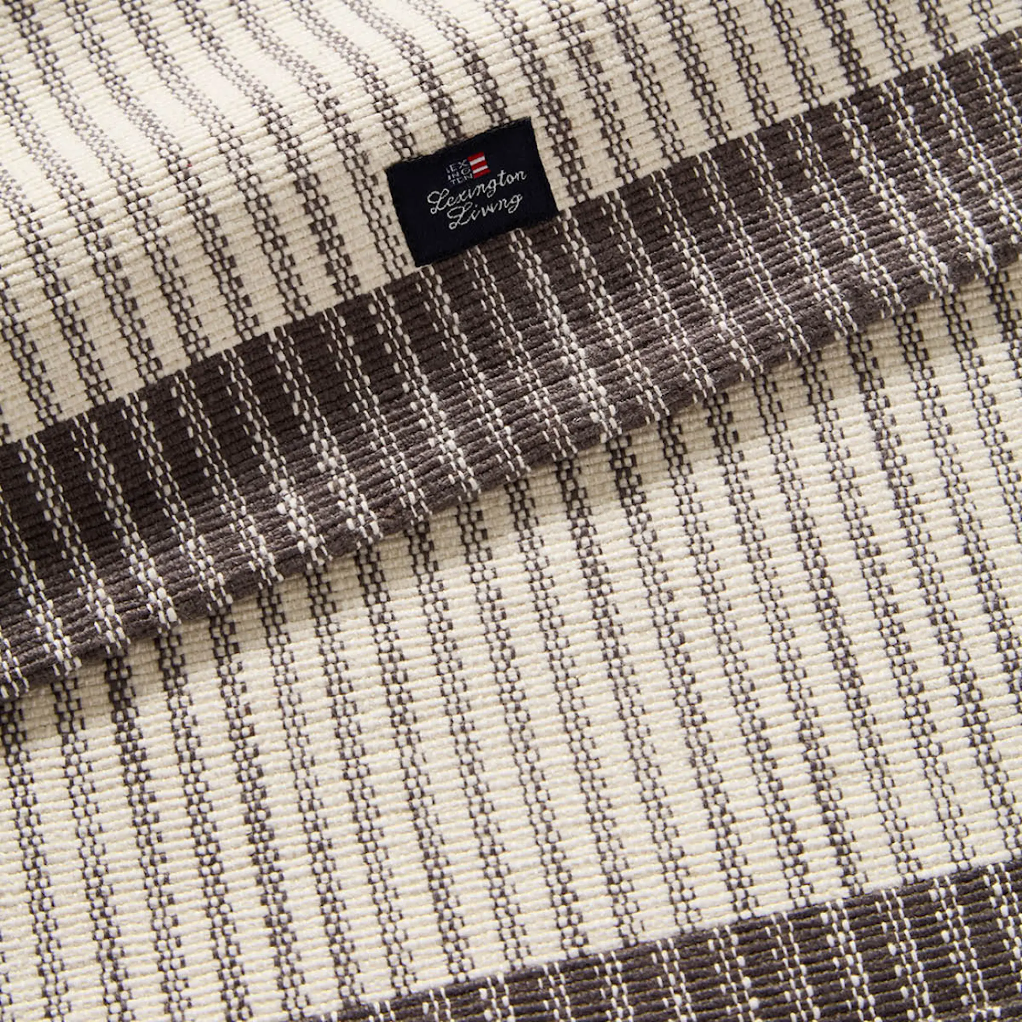 Lexington Stripet løper ribbed 50x150 cm mørkgrå/hvit