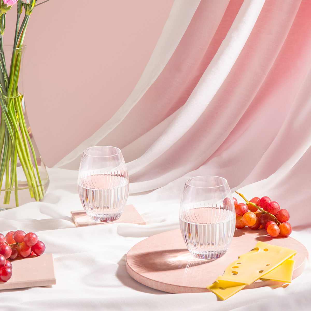 Stiernholm Marmor Lasinalunen 10x10 cm 4 kpl Vaaleanpunainen