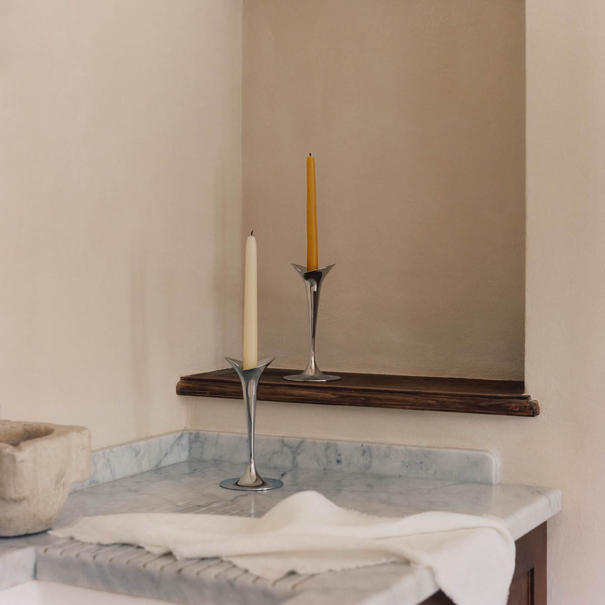 Georg Jensen Bloom ljusstake 20 cm 2-pack stål