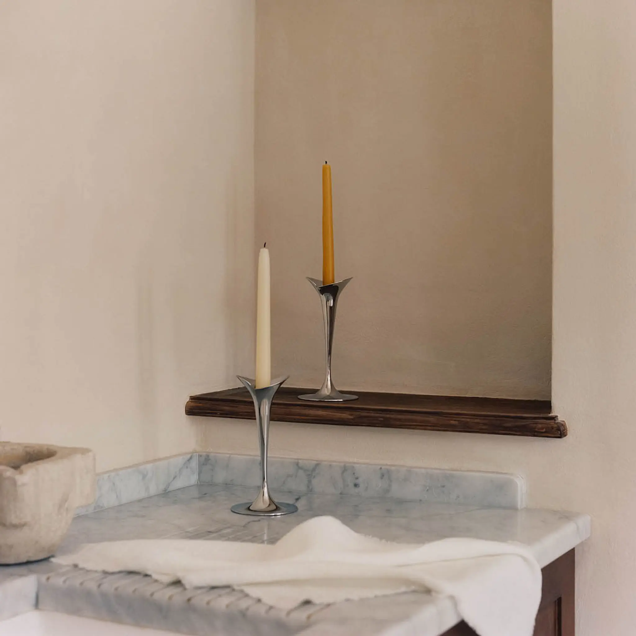 Georg Jensen Bloom ljusstake 20 cm 2-pack stål