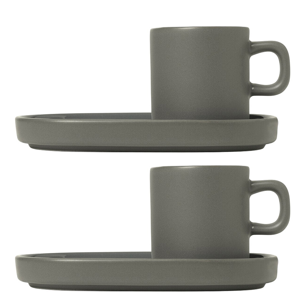 Blomus Pilar Espressokopp m/Fat 6 cm 2-pack Pewter