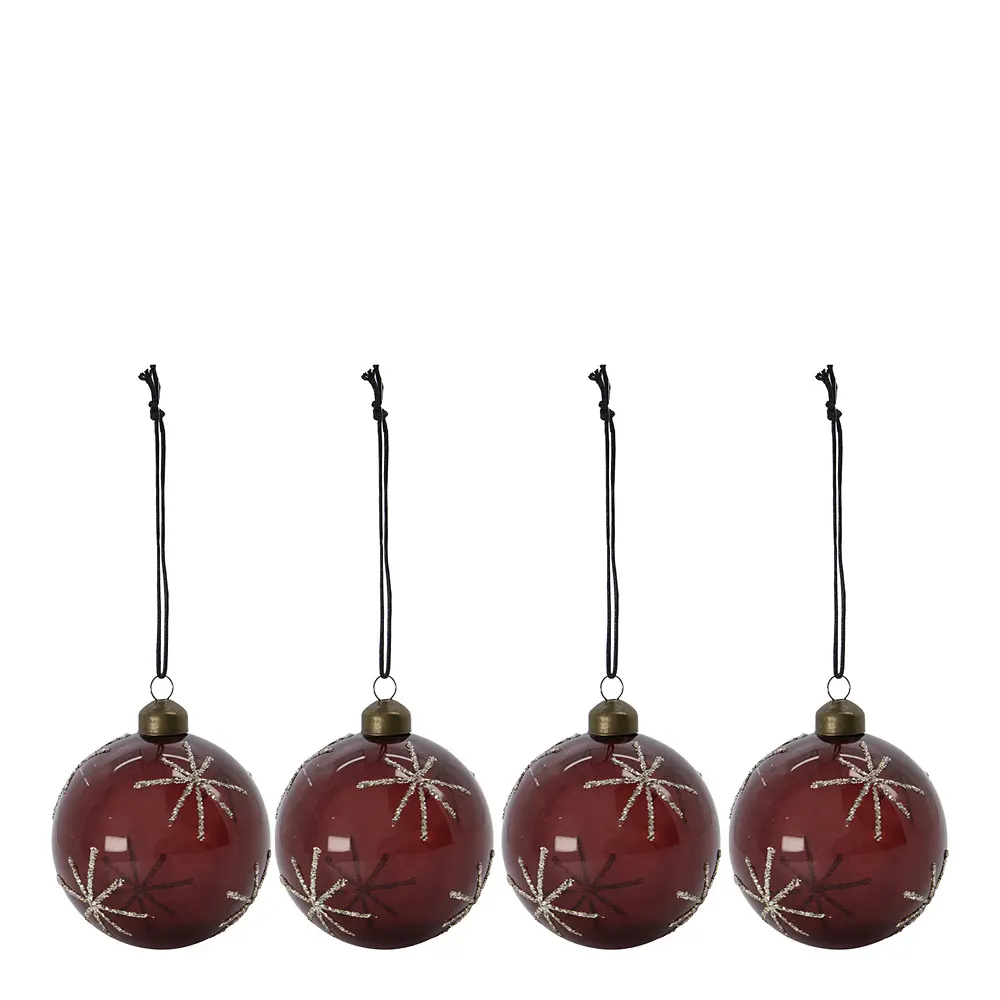 Star julekuler 8 cm 4 stk bordeaux