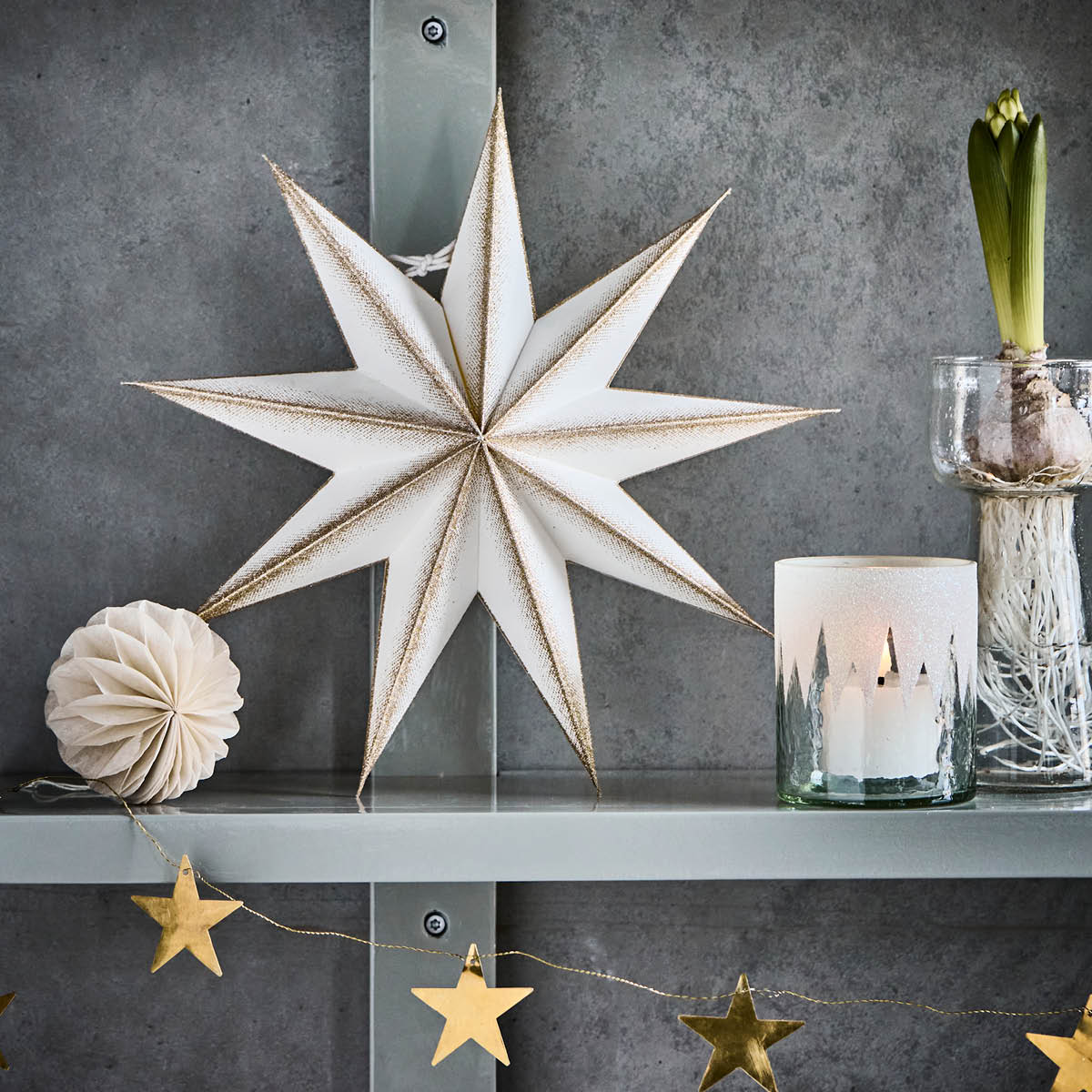 House Doctor 9 Point adventsstjärna 30 cm off-white champagne