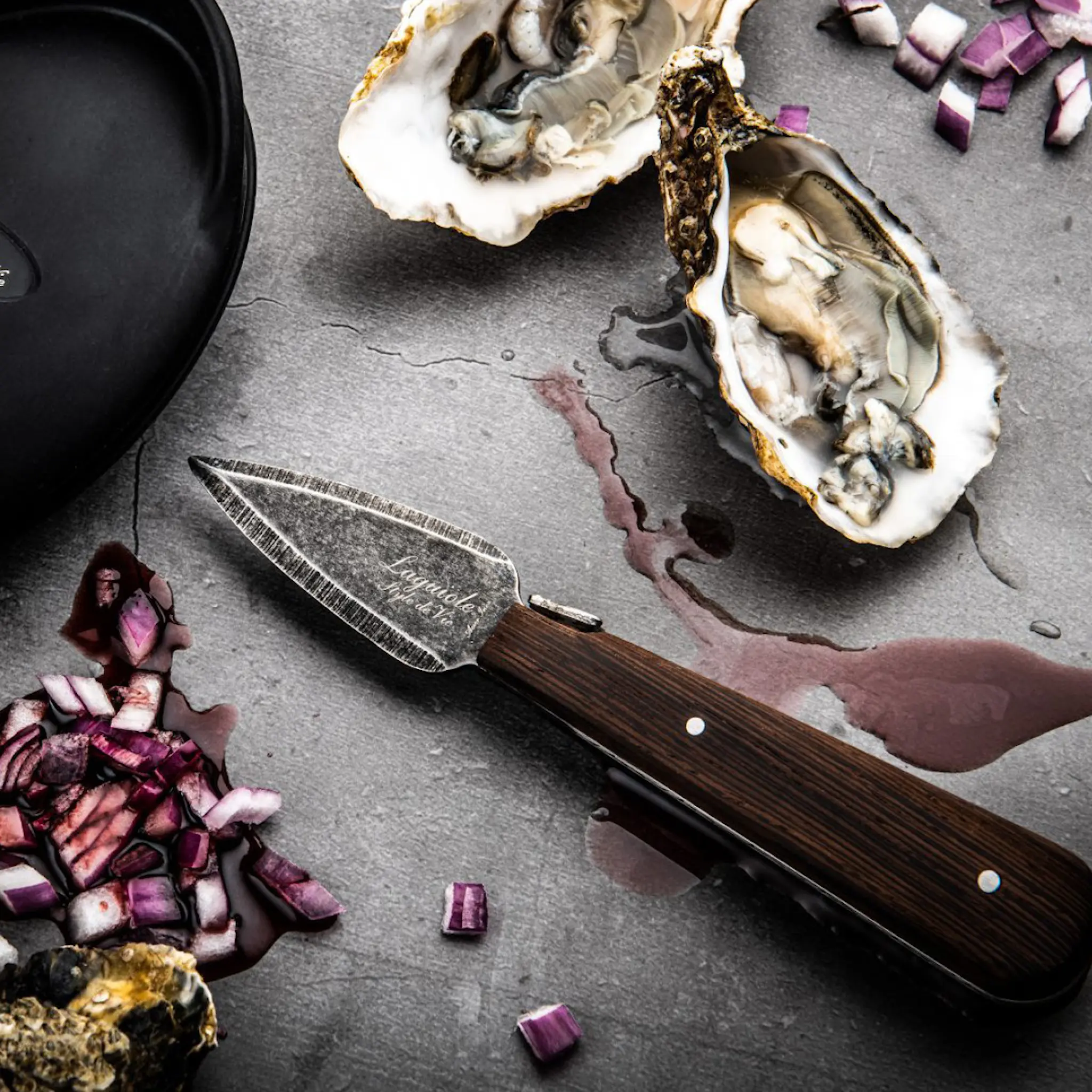 Laguiole Style de Vie Ostronkniv set wenge 2 delar stonewash