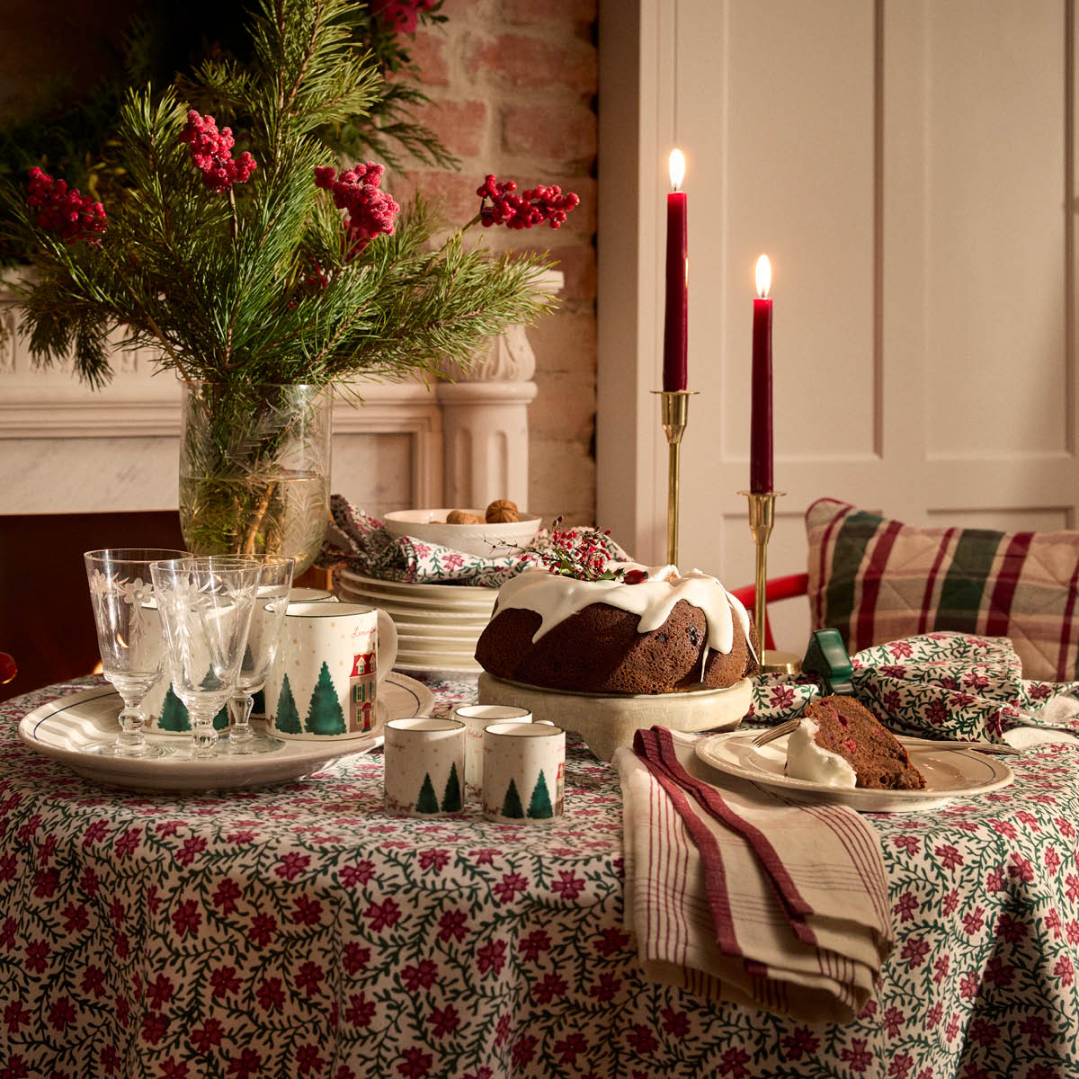 Lexington Kjøkkenhåndkle lin/bomull 50x70 cm rutete hvit/rød