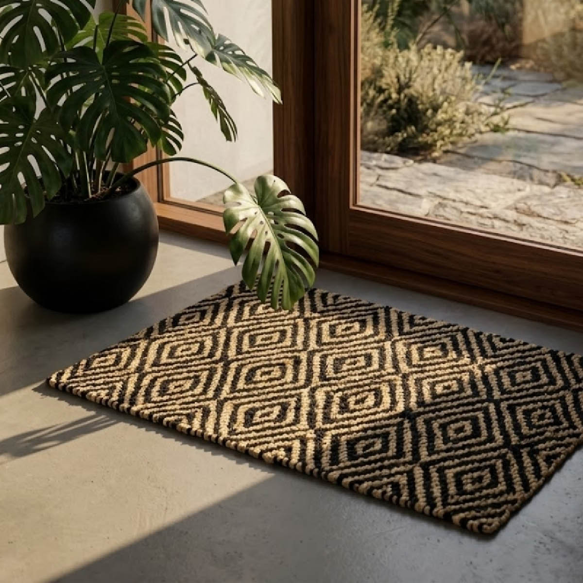Deco Nord Gåsöga dörrmatta 60x90 cm Nature/Black beauty