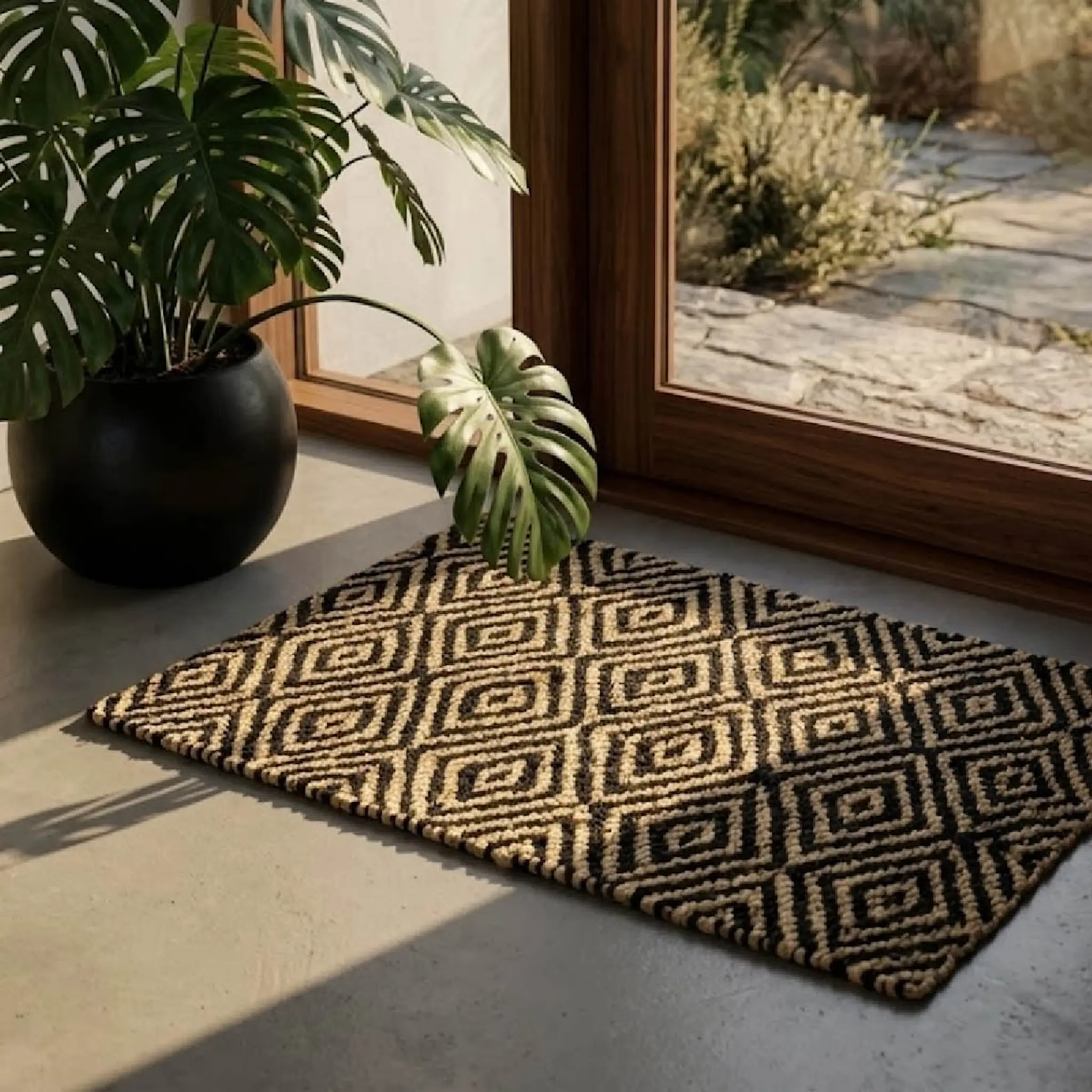 Deco Nord Gåsöga dörrmatta 60x90 cm Nature/Black beauty