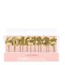 Tårtljus siffror 15-pack guld