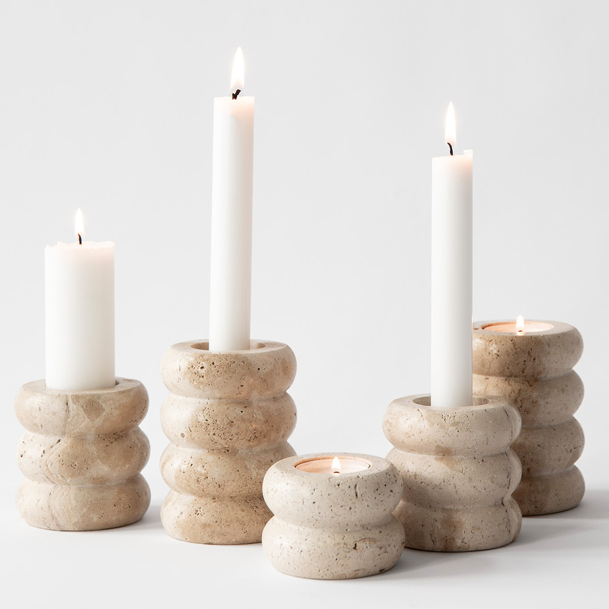 Tell Me More Travertin ljusstake liten 5 cm