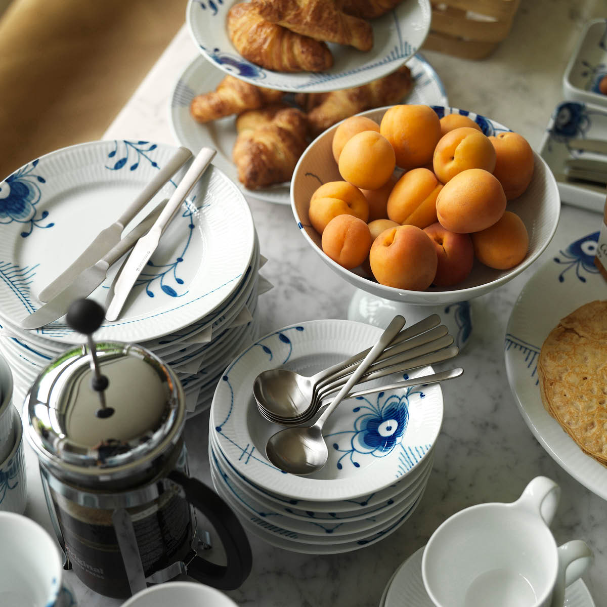 Royal Copenhagen Blå Mega Riflet dessertskål 17 cm