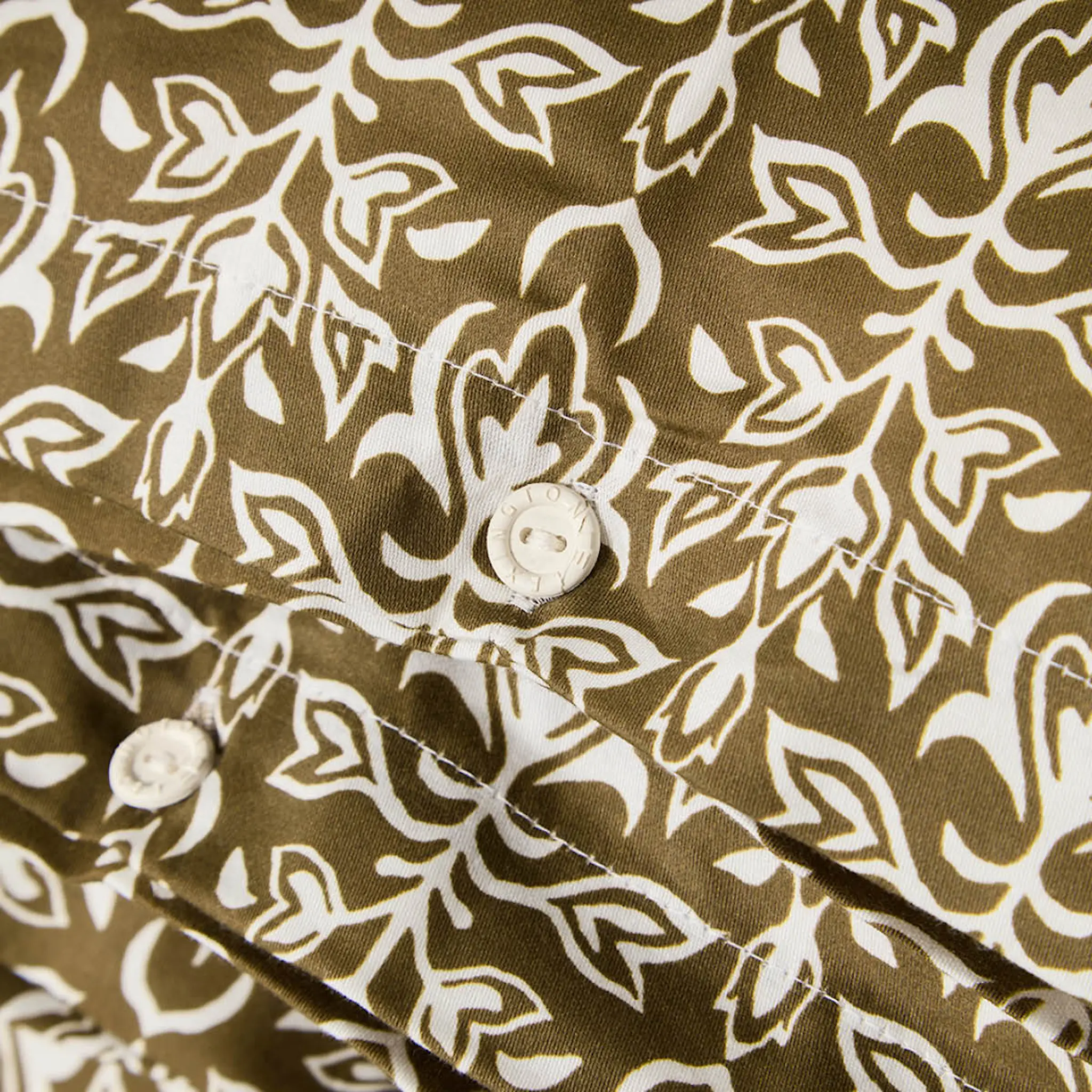 Lexington Påslakanset 220x220 cm bomullsatin ornament oliv/vit