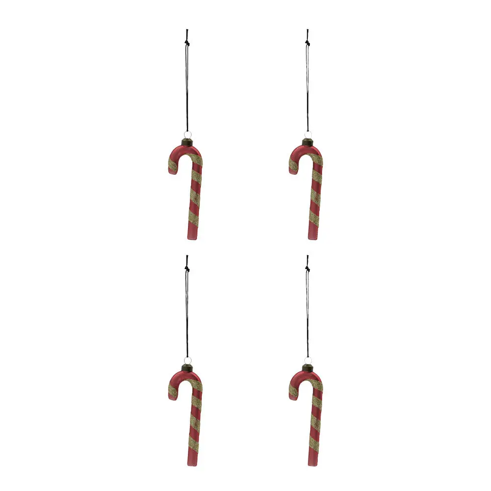Stick julepynt 4 stk dempet rød