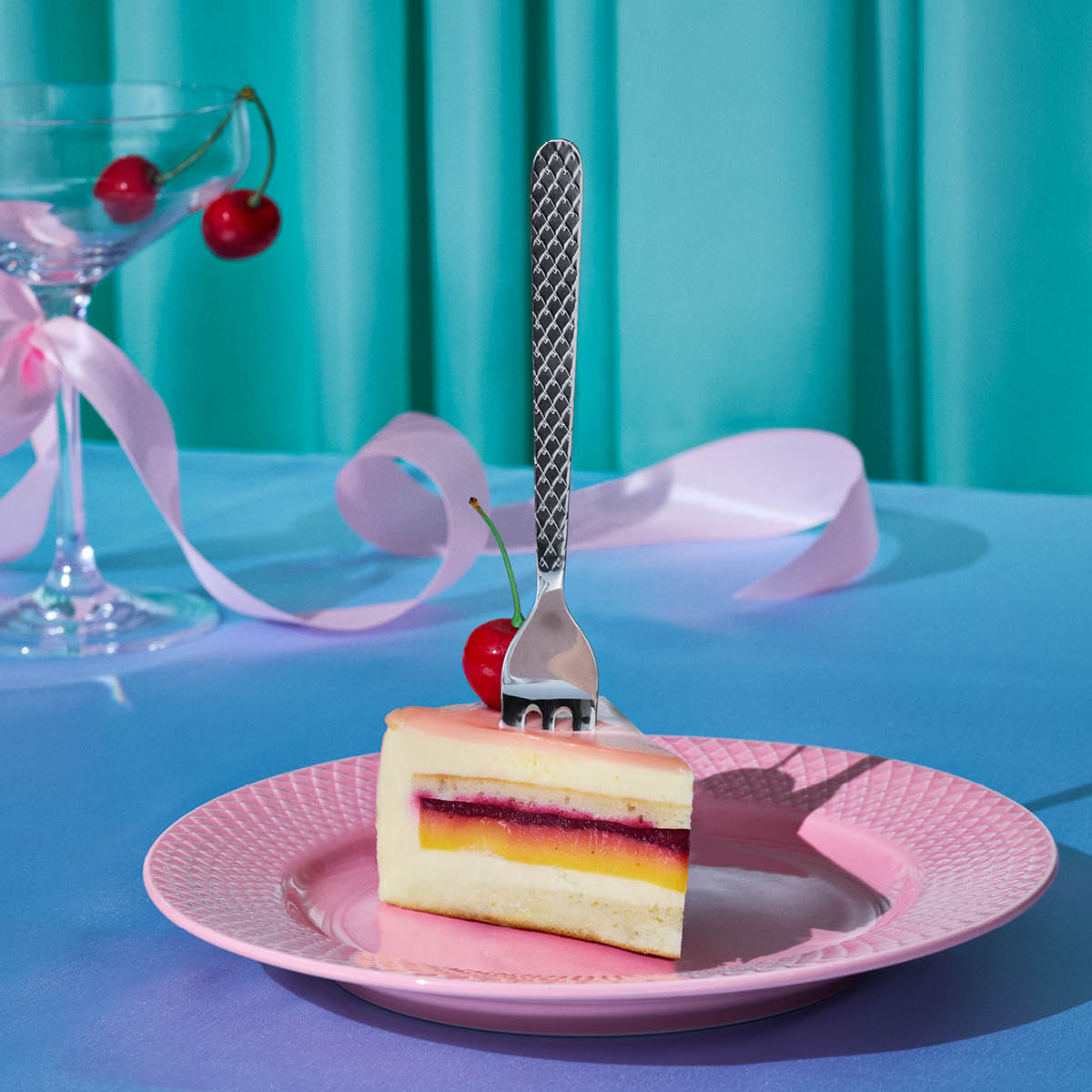 Lyngby Porcelæn Rhombe tårtgaffel 4-pack stål