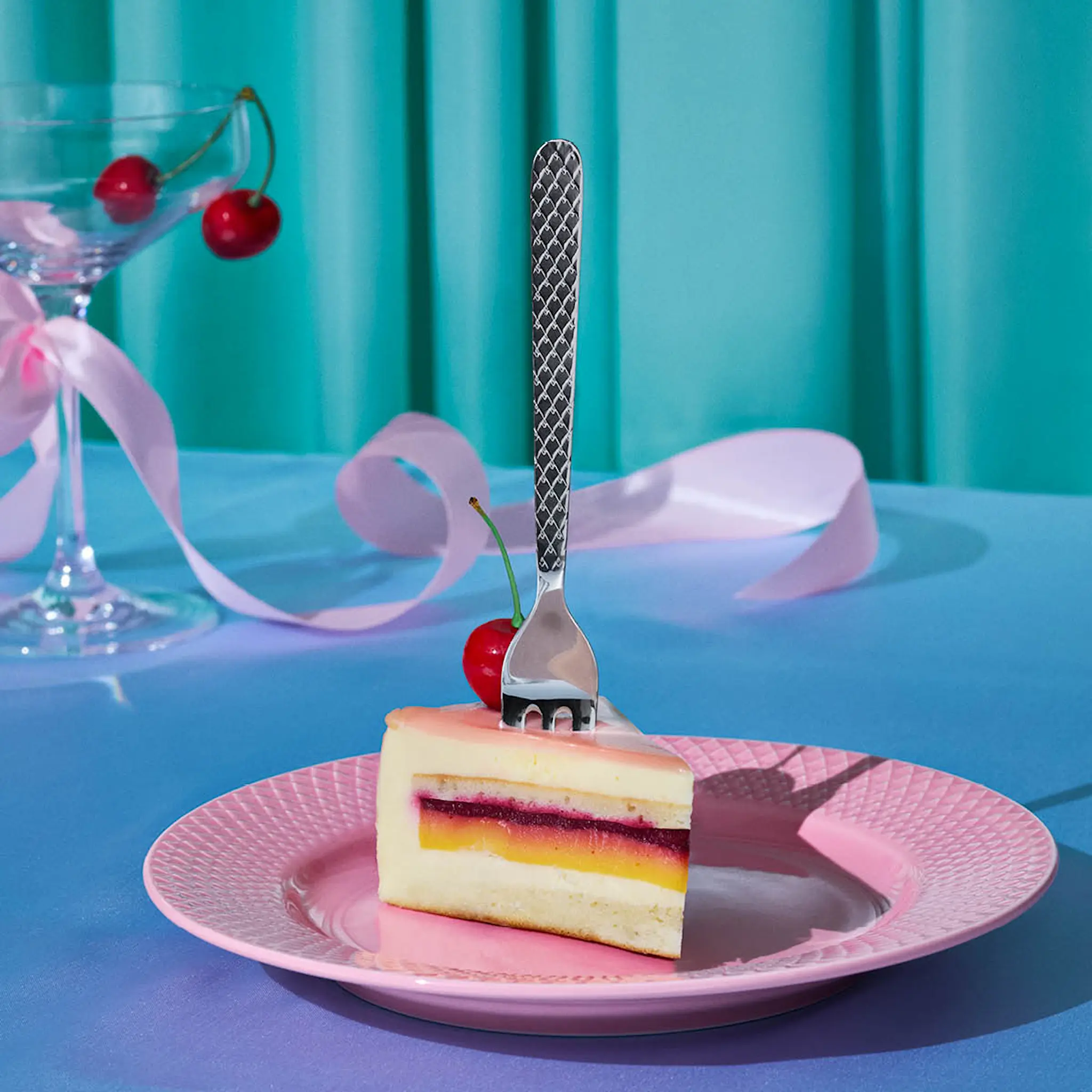 Lyngby Porcelæn Rhombe tårtgaffel 4-pack stål