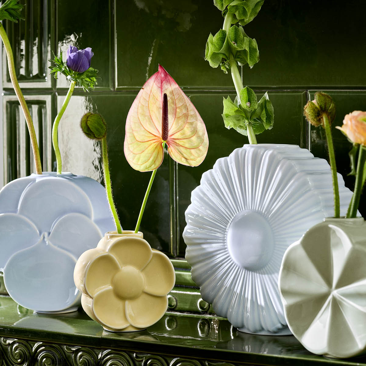 Lyngby Porcelæn Flower vas pensé 17 cm blå