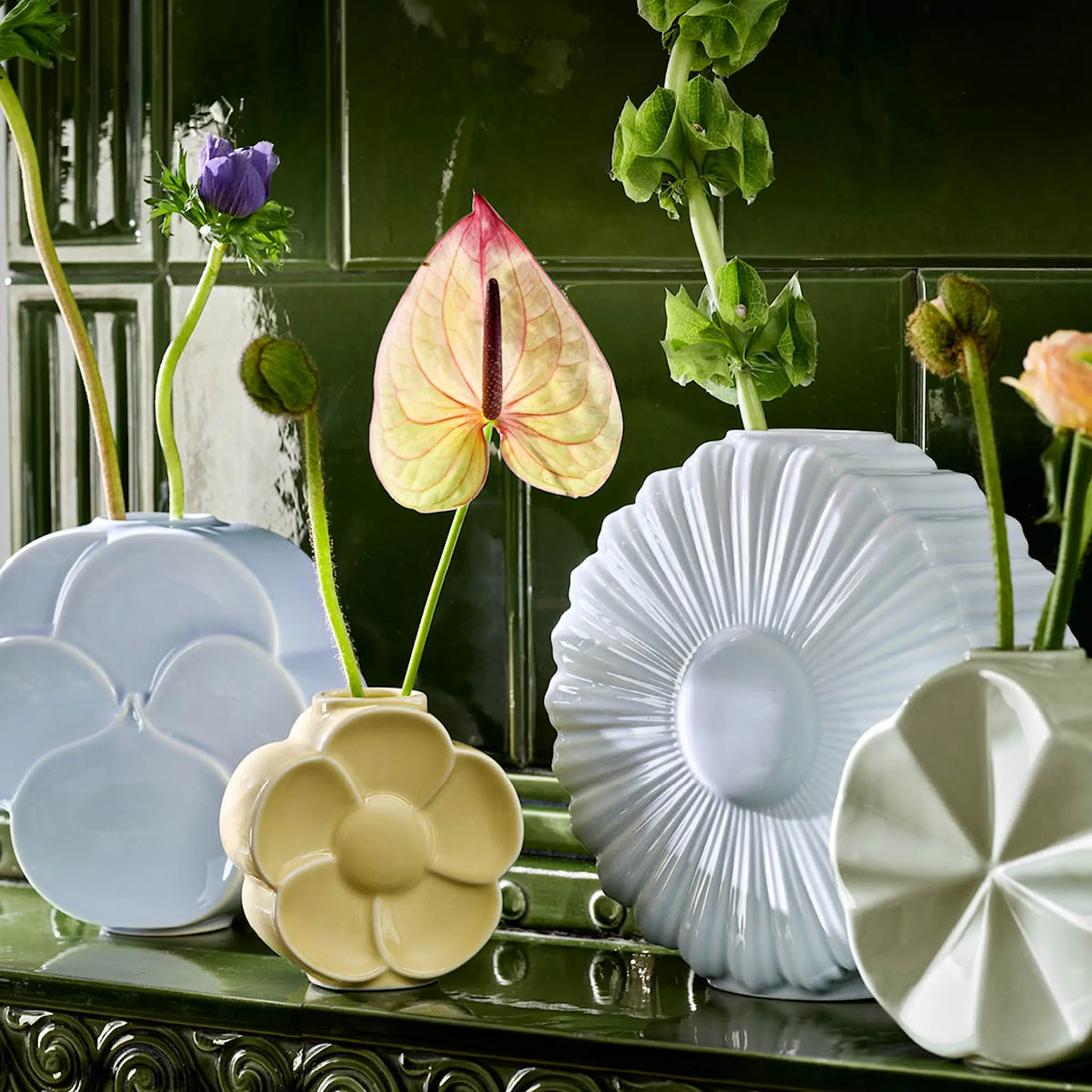 Lyngby Porcelæn Flower vas pensé 17 cm blå