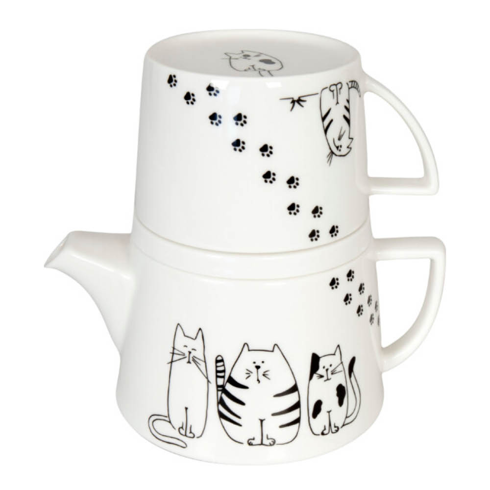 Könitz - Tea For Me Teekannu ja muki 40 cl Funny Cats
