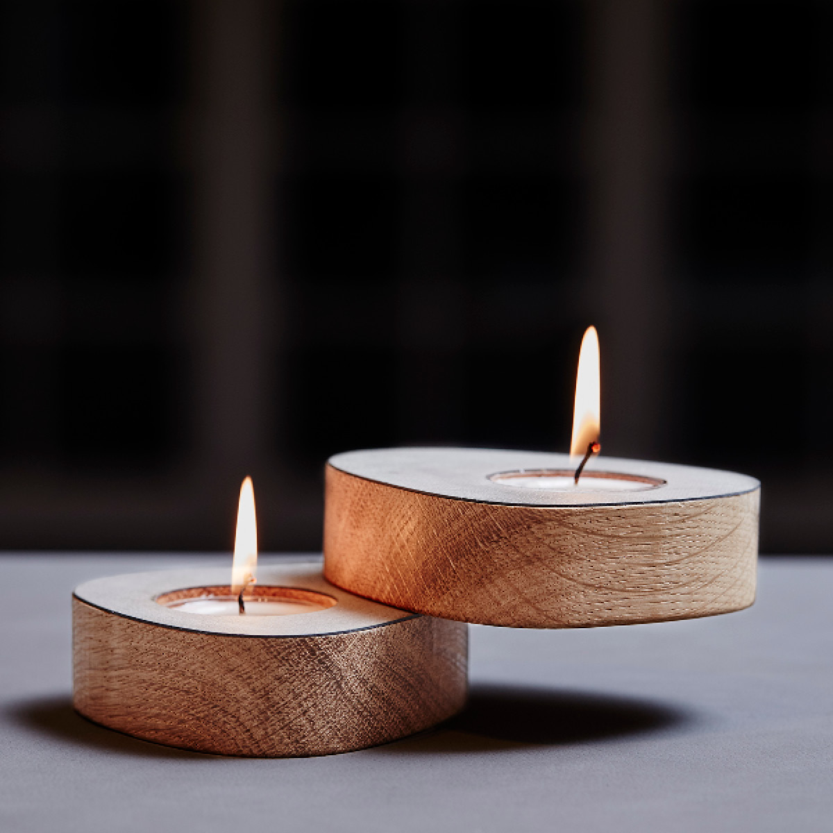 LIND DNA Curve Nupo Värmeljushållare 2-Pack 8x10 cm Ljusgrå