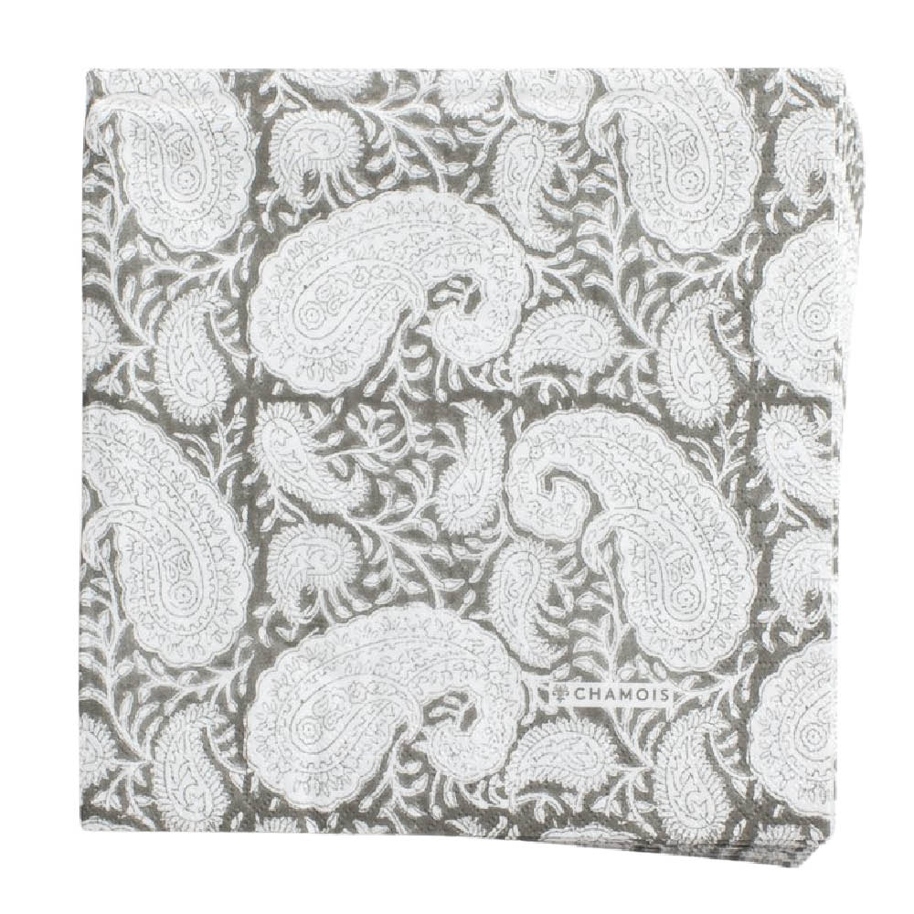Chamois Big Paisley servett 40x40 cm 50-pack light grey