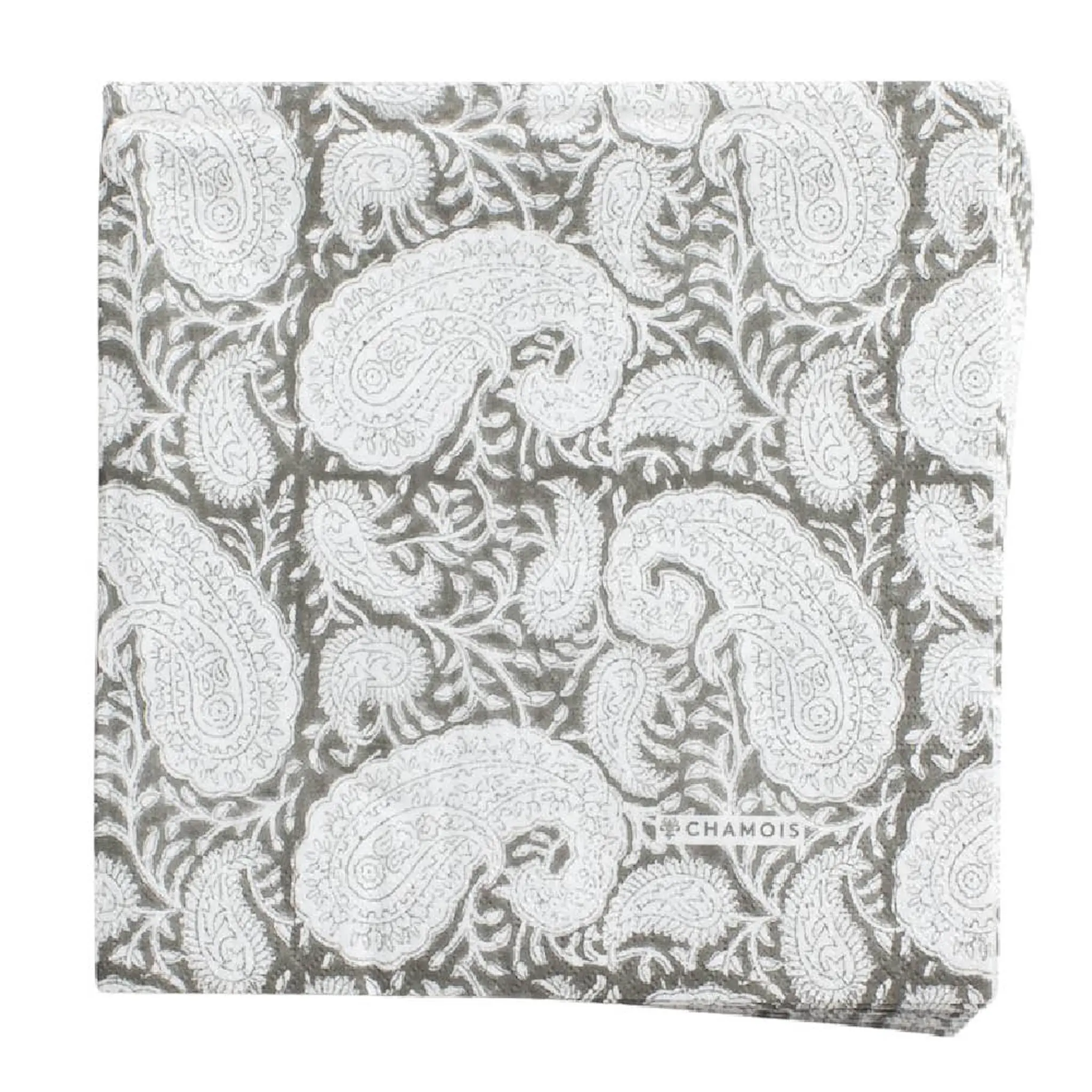 Chamois Big Paisley servett 40x40 cm 50-pack light grey