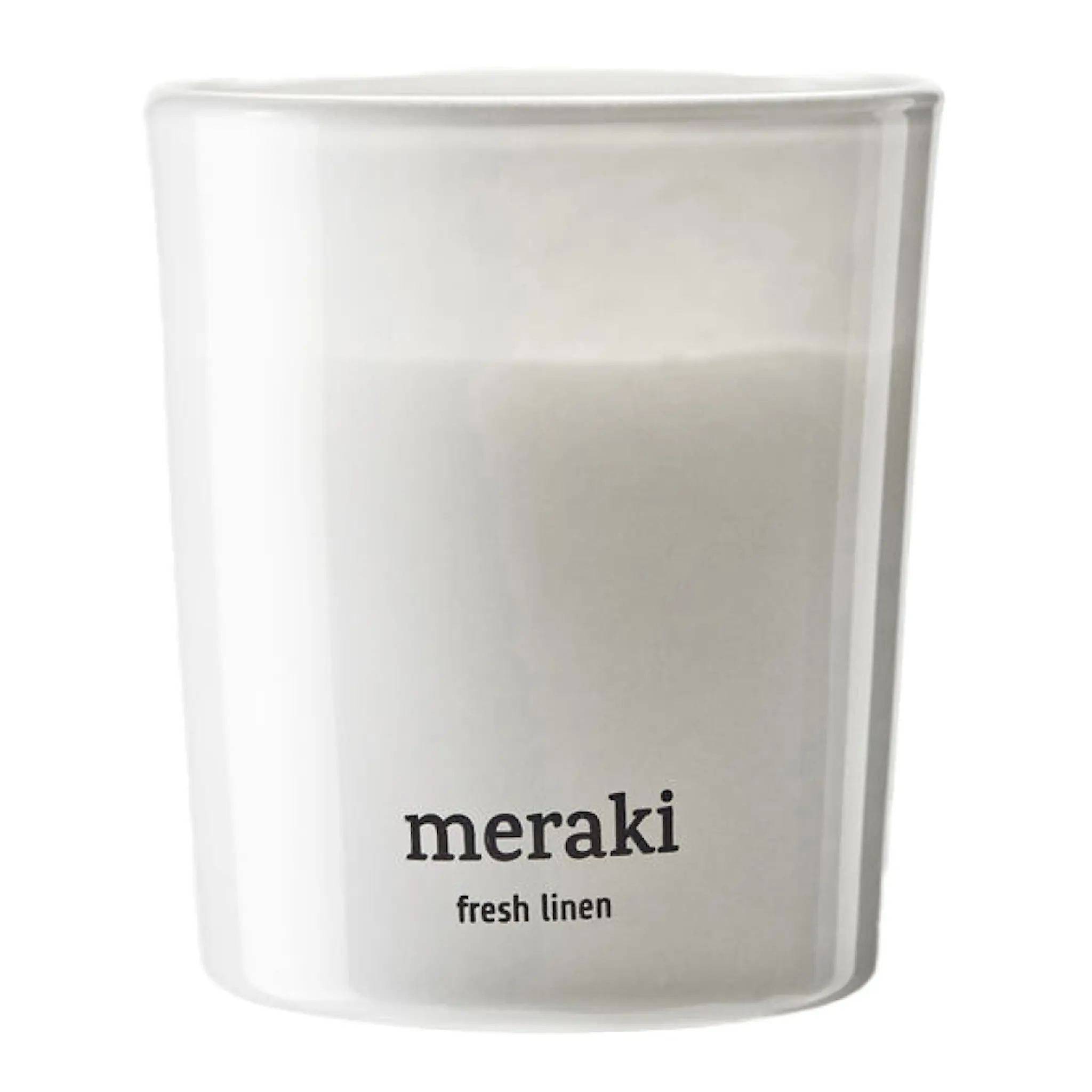 Meraki Doftljus fresh linen 7x6 cm vit