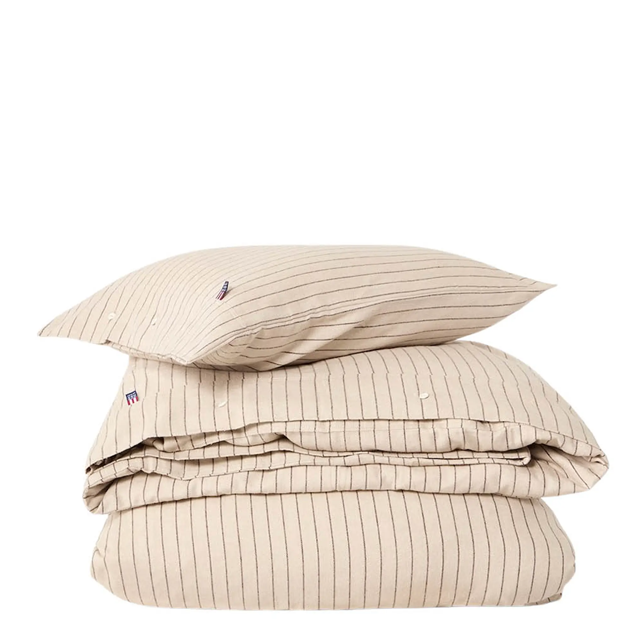Lexington Påslakanset 150x210 cm bomullsflanell pinstriped beige/brun