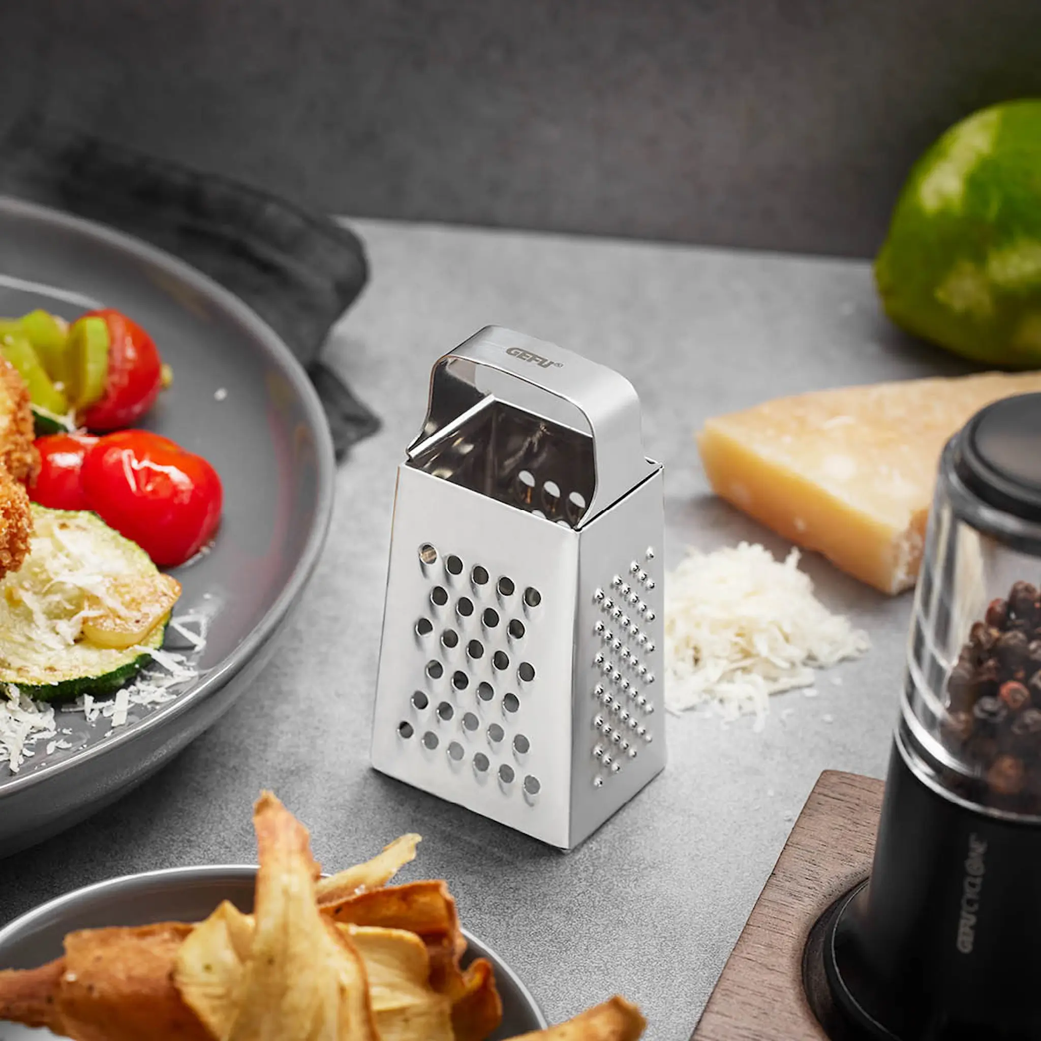 Gefu Cubi mini rivjärn 4 cm borstat stål