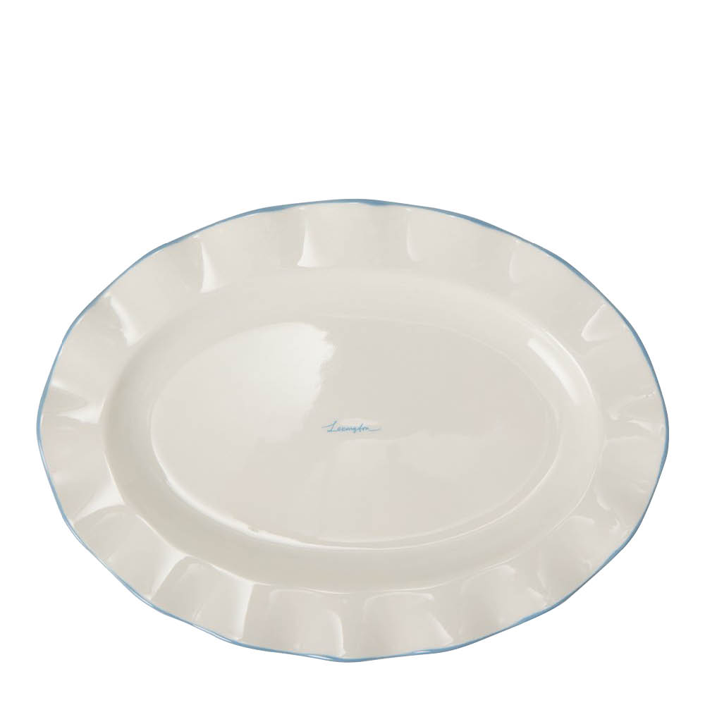Lexington Serveringsfat med vågig kant 22x30 cm vit/blå