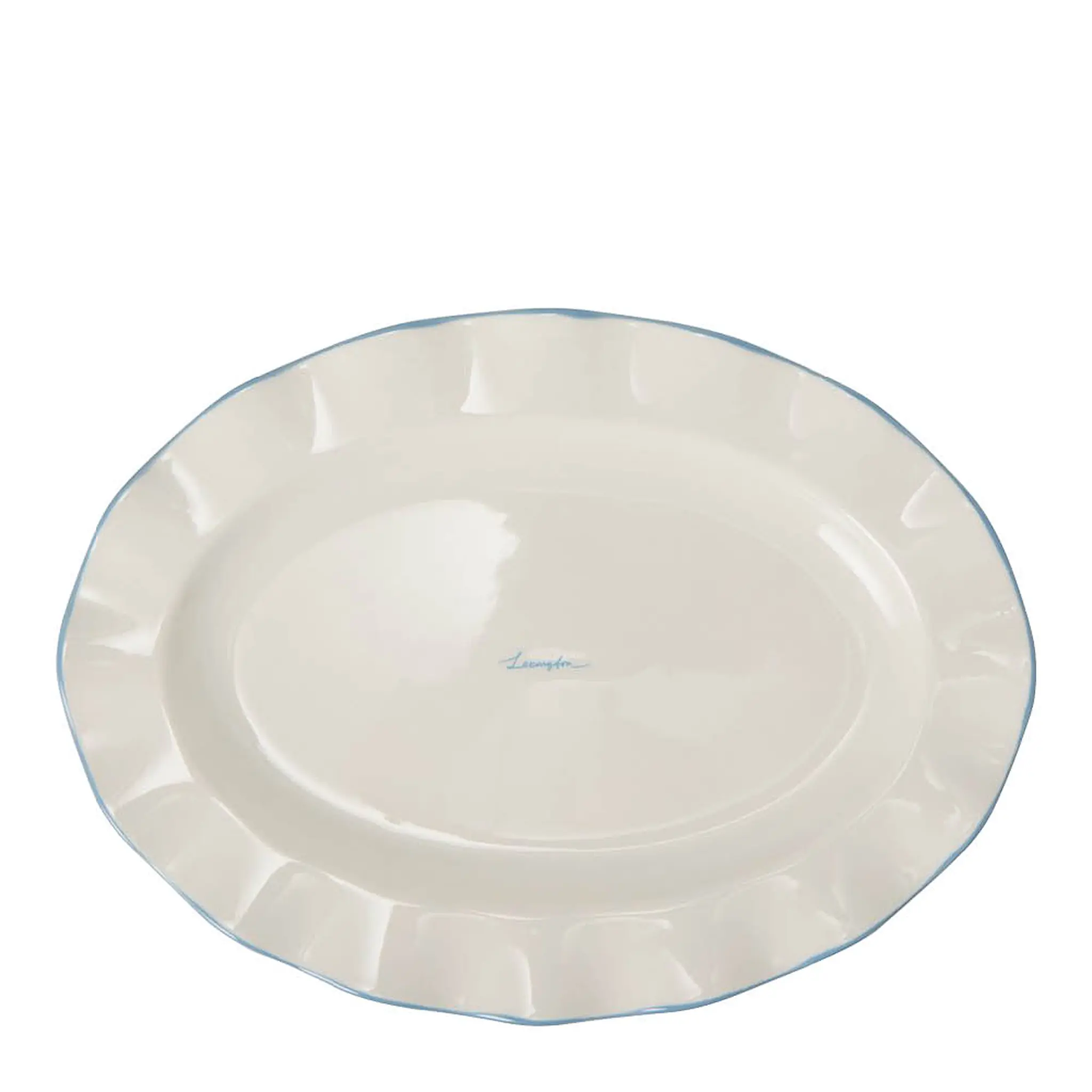 Lexington Serveringsfat med vågig kant 22x30 cm vit/blå