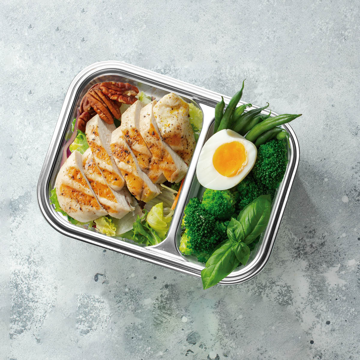 Lacor Matlåda i stål med tätt lock och 2 fack 0,45 + 0,28 L