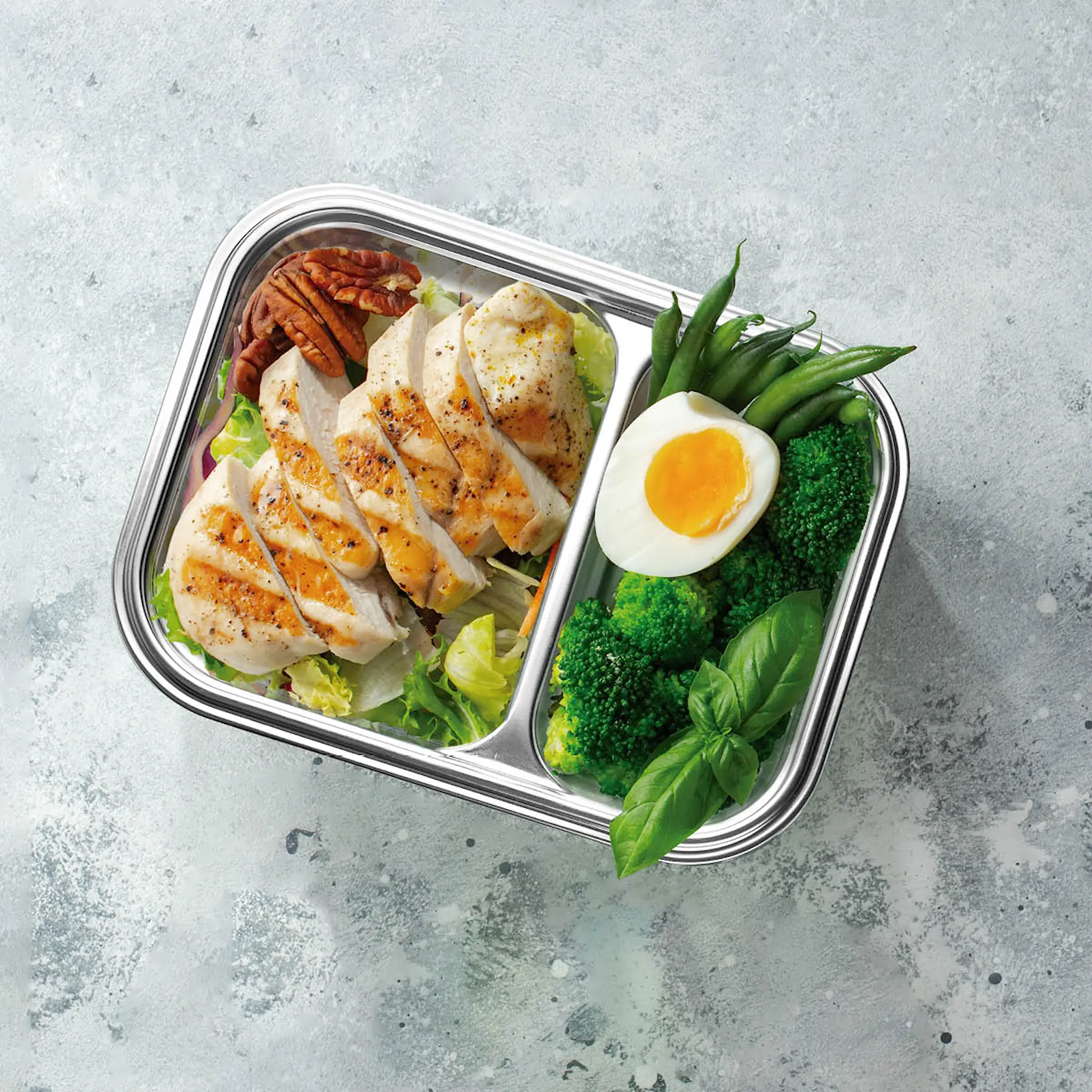 Lacor Matlåda i stål med tätt lock och 2 fack 0,45 + 0,28 L