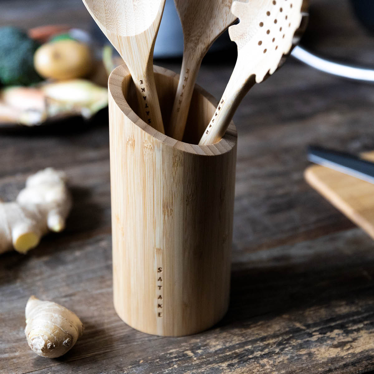 Satake Träredskap med redskapsställ 4 delar bambu