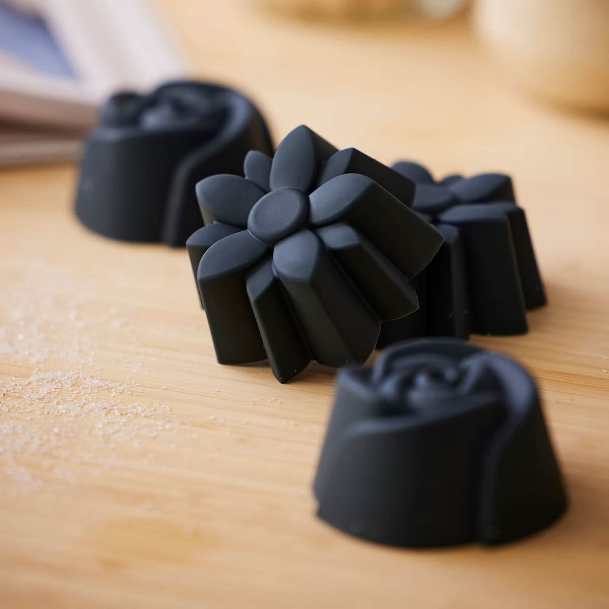 Blomsterberg Muffinsform blomma för 6 muffins silikon grå