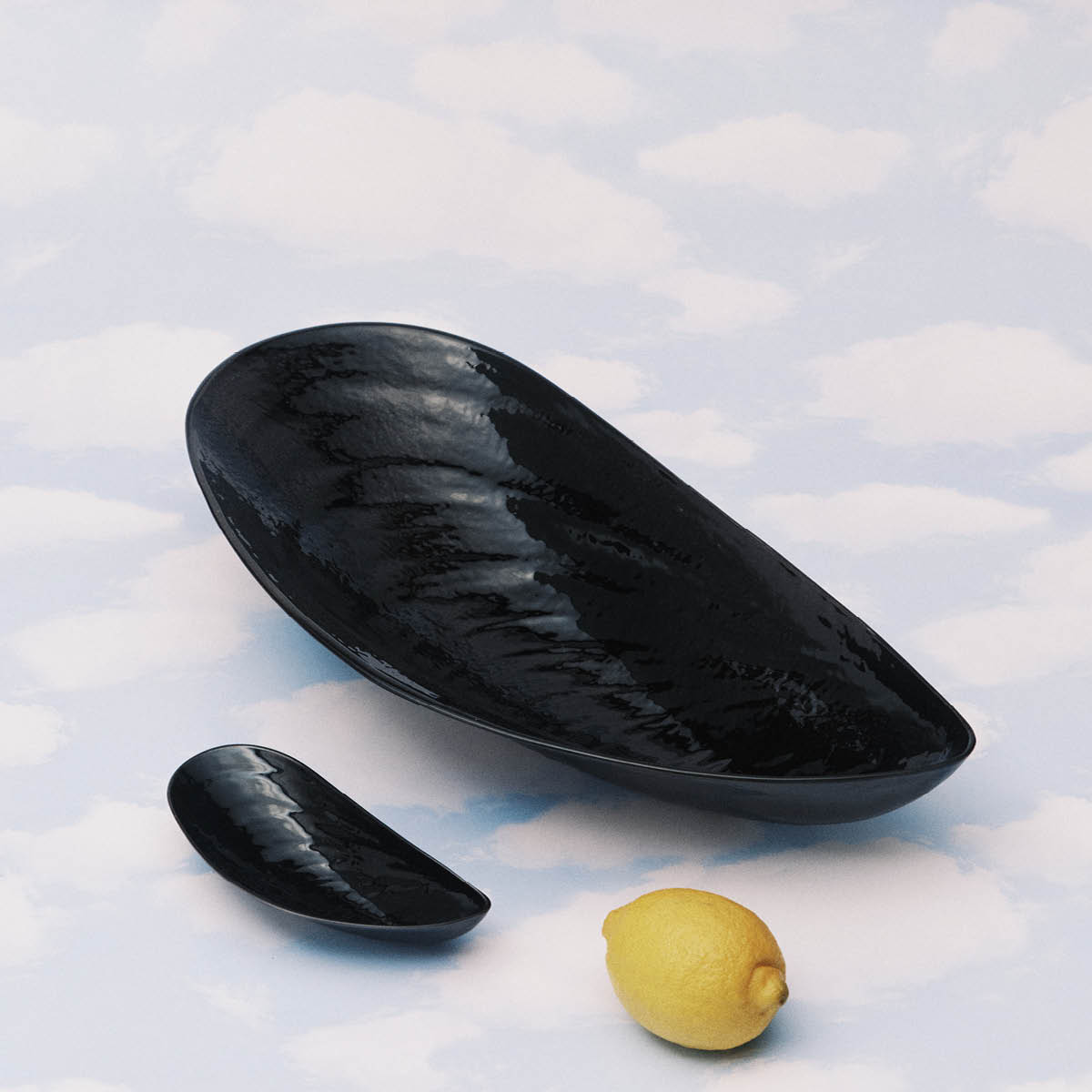 Serax Les Objets Mouleversants Marcel skål L 46x21,5 cm Mussla svart