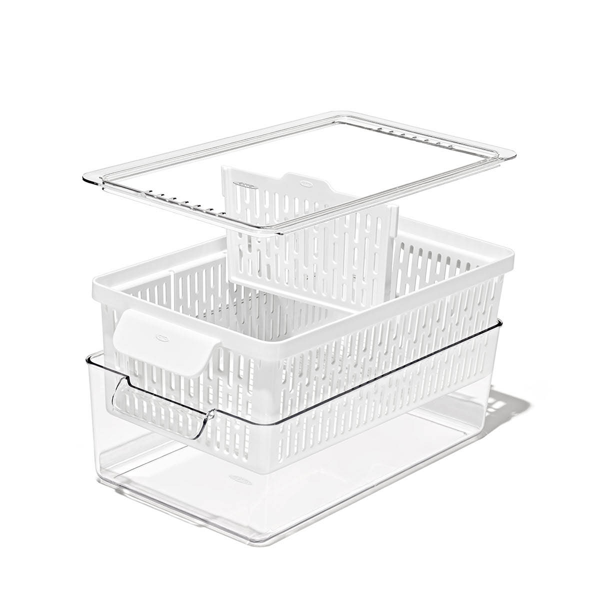 Oxo Säilytyslaatikko jääkaappiin 32x12 cm Kirkas/Valkoinen