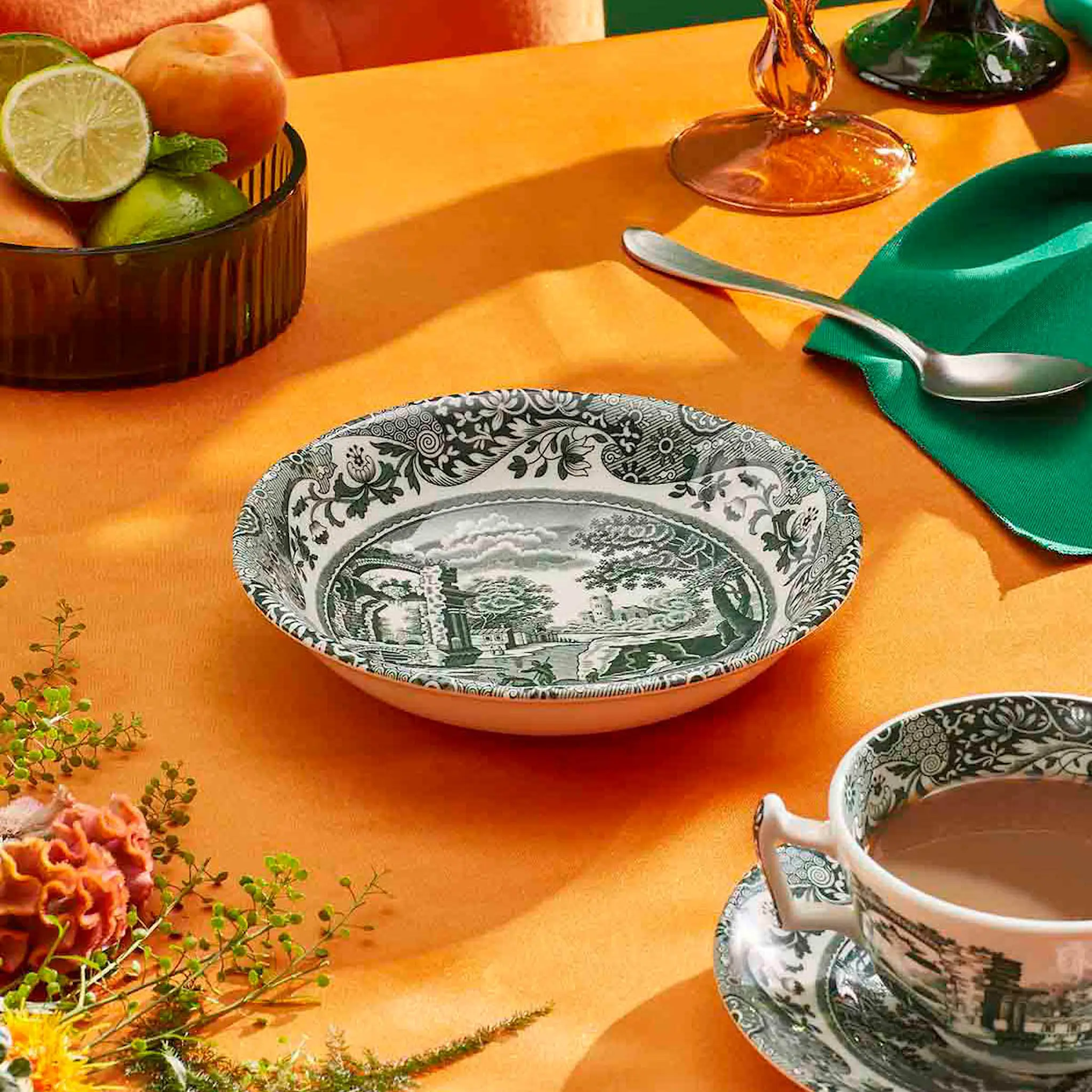 Spode Heritage Green Italian frukostskål 15 cm grön/vit