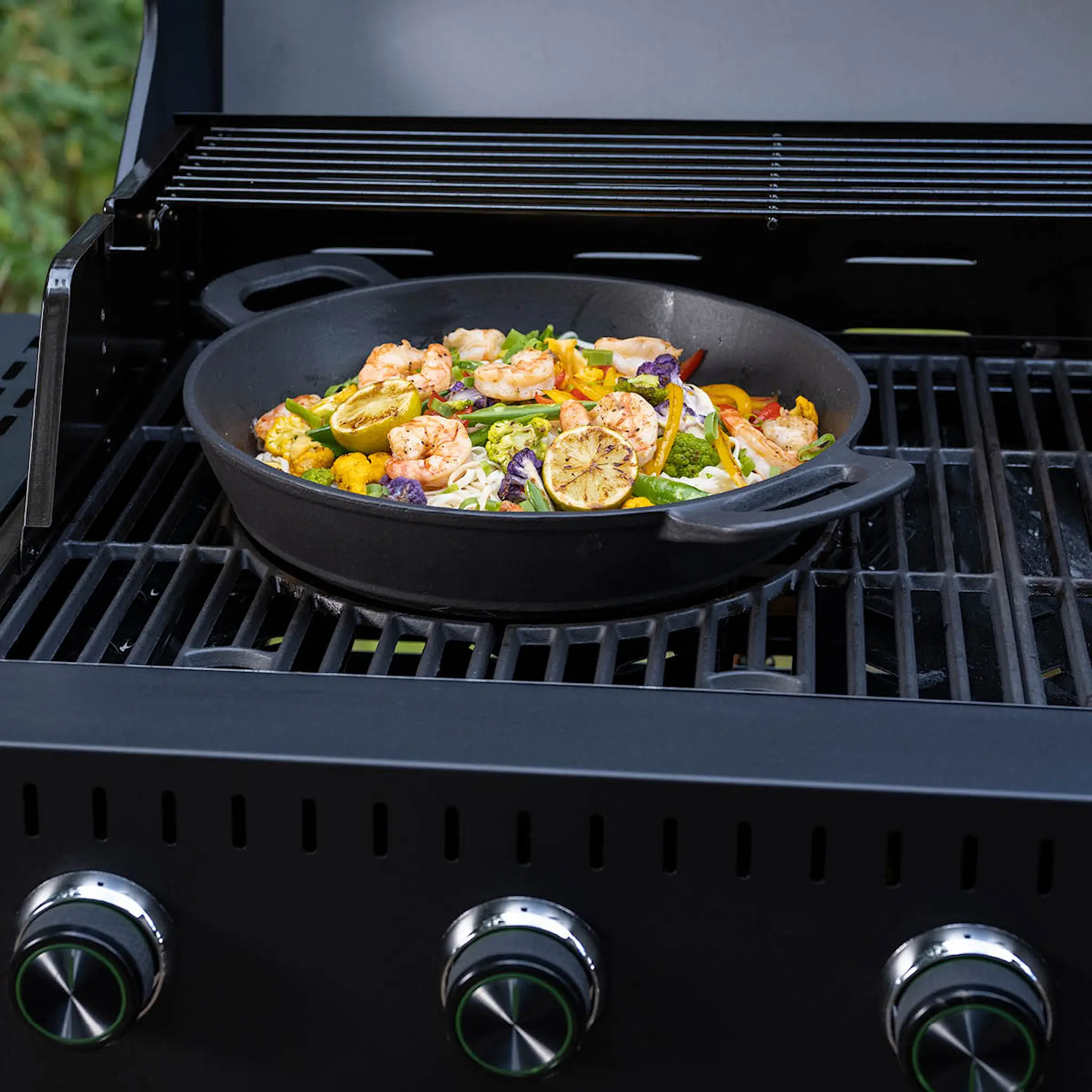 Mustang Multigrill gjutjärnspanna wok 30 cm H9 cm