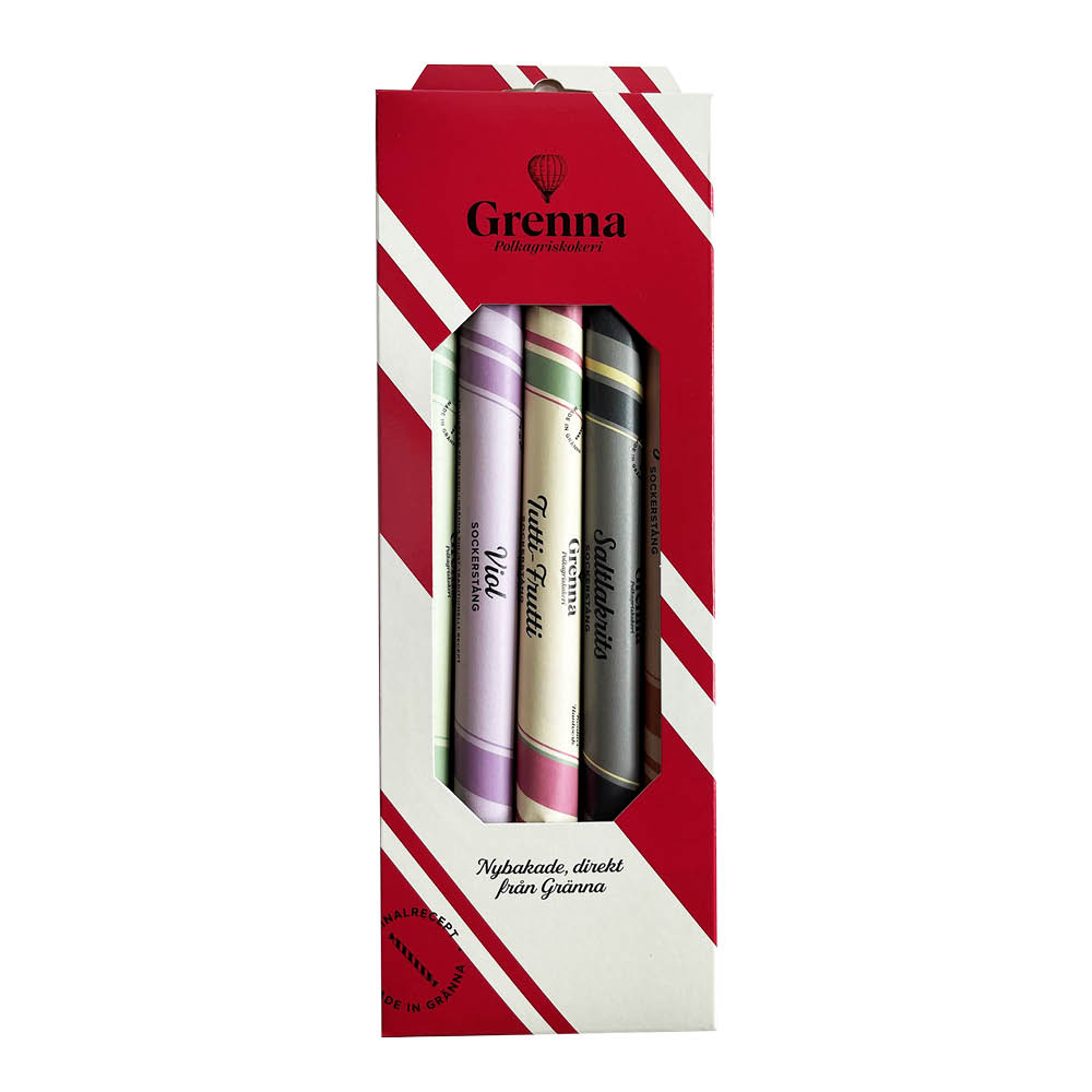 IN10SE Polkagris karamellstänger 5-pack 250 g röd