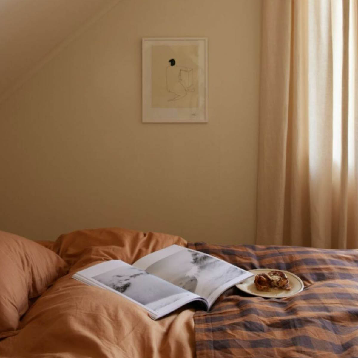 Midnatt Gingham överkast 260x260 cm brun
