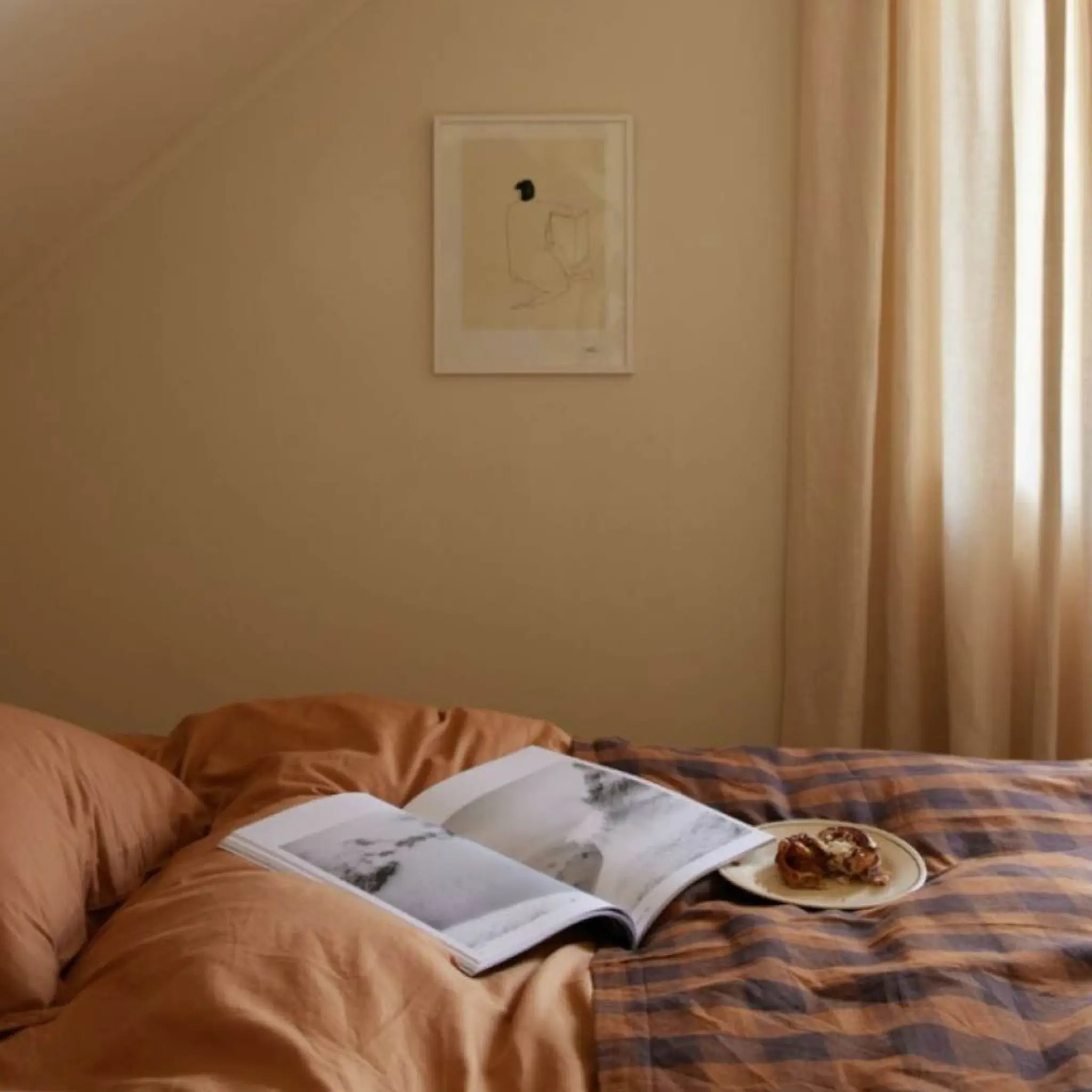 Midnatt Gingham överkast 260x260 cm brun