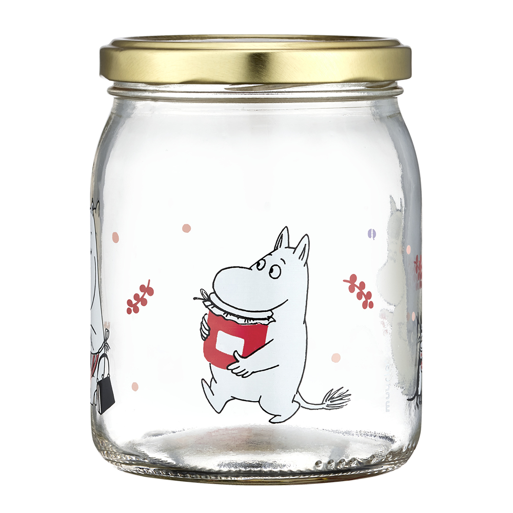 Muurla Mumin glasburk med 4 klistermärken 0,5 L bär klar