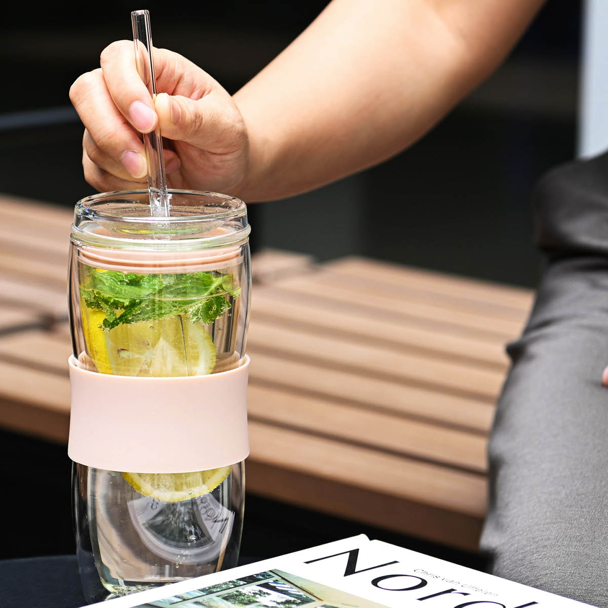 Modern House Sipster dubbelväggat dricksglas 50 cl klar dammrosa