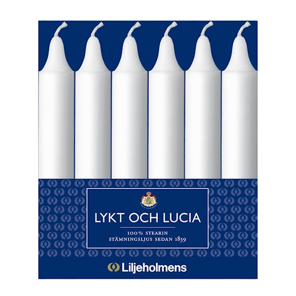 Lyktljus / Lucialjus 13,5 cm 6-pack vit
