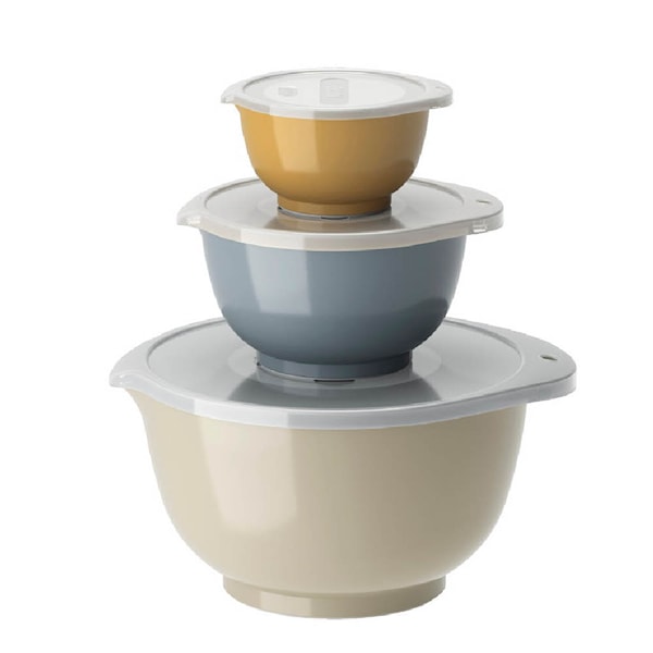 Margrethe skålset med lock 0,25 + 0,75 + 3 L Curry/Blue/Humus