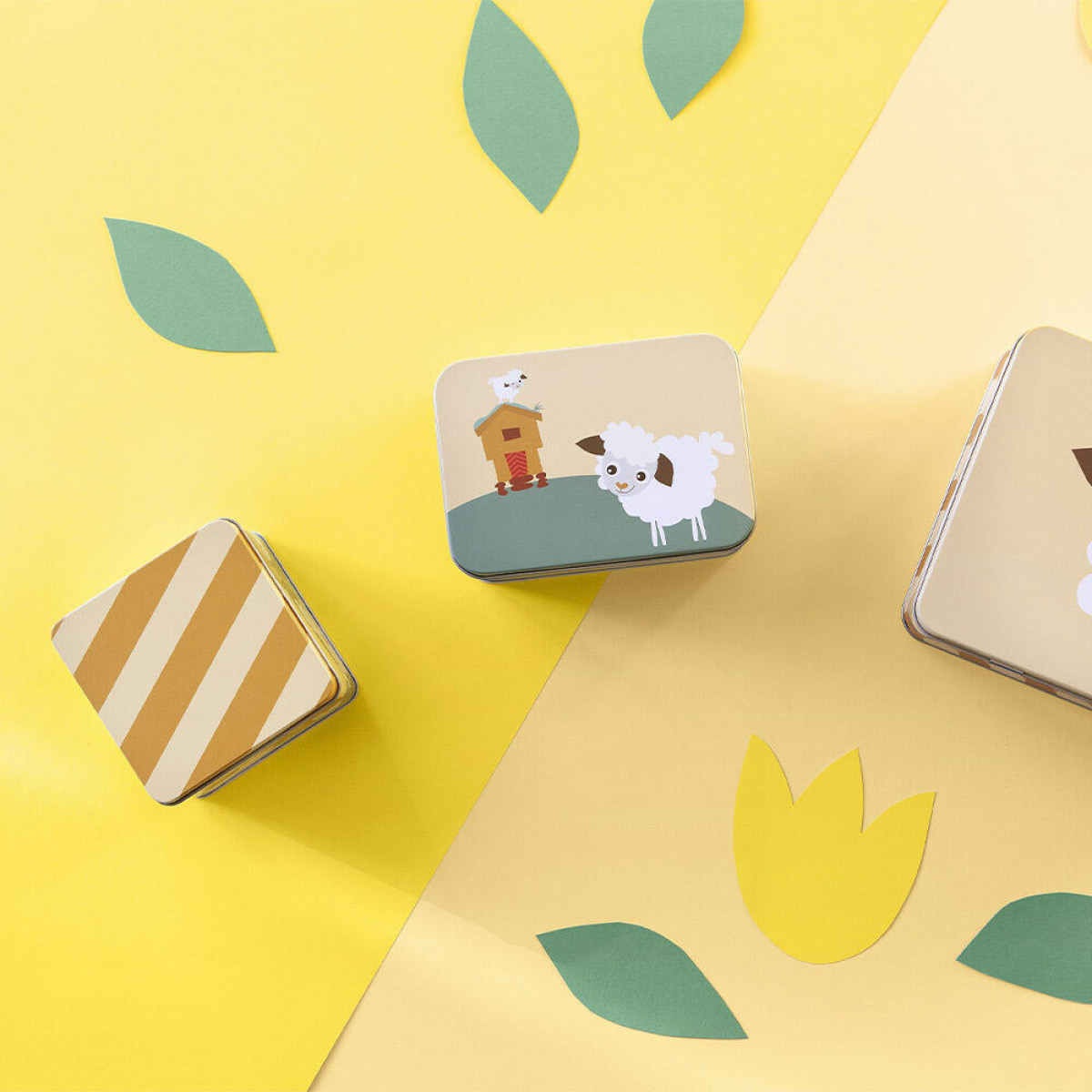 Blafre Lamm matlåda / förvaringslåda 10x10 cm gul