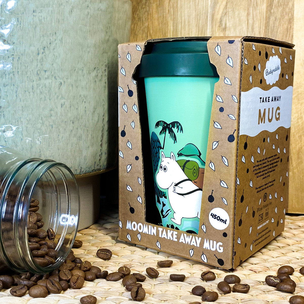 Nordicbuddies Mumin take away mugg 45 cl Mumintrollet av äventyrlig grön